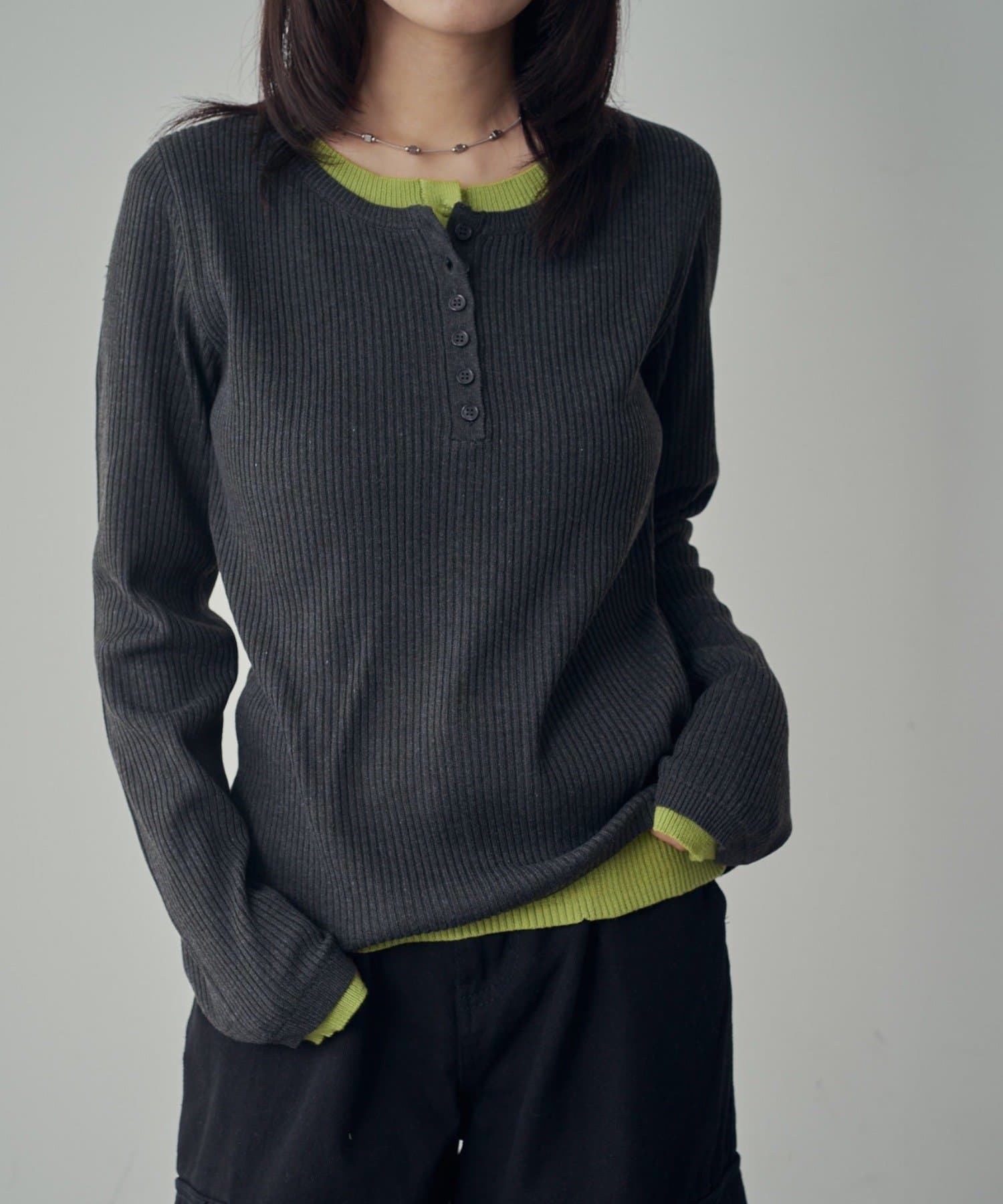 -goocy-(グーシー) 配色ヘンリープルオーバー