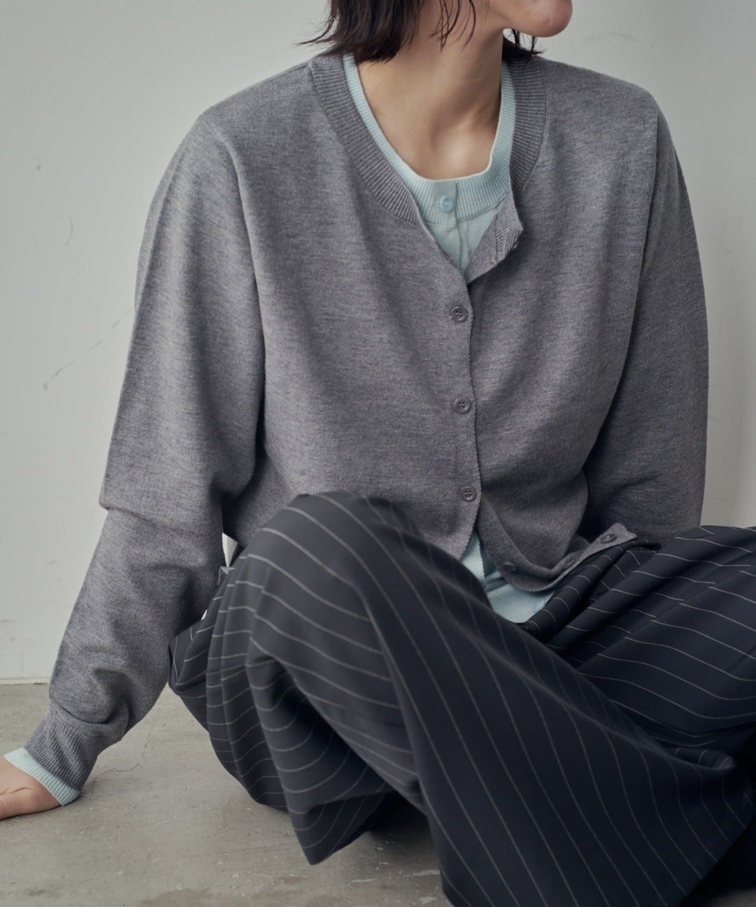 -goocy-(グーシー) 【SNSでバズった！】レイヤードライク配色カーディガン