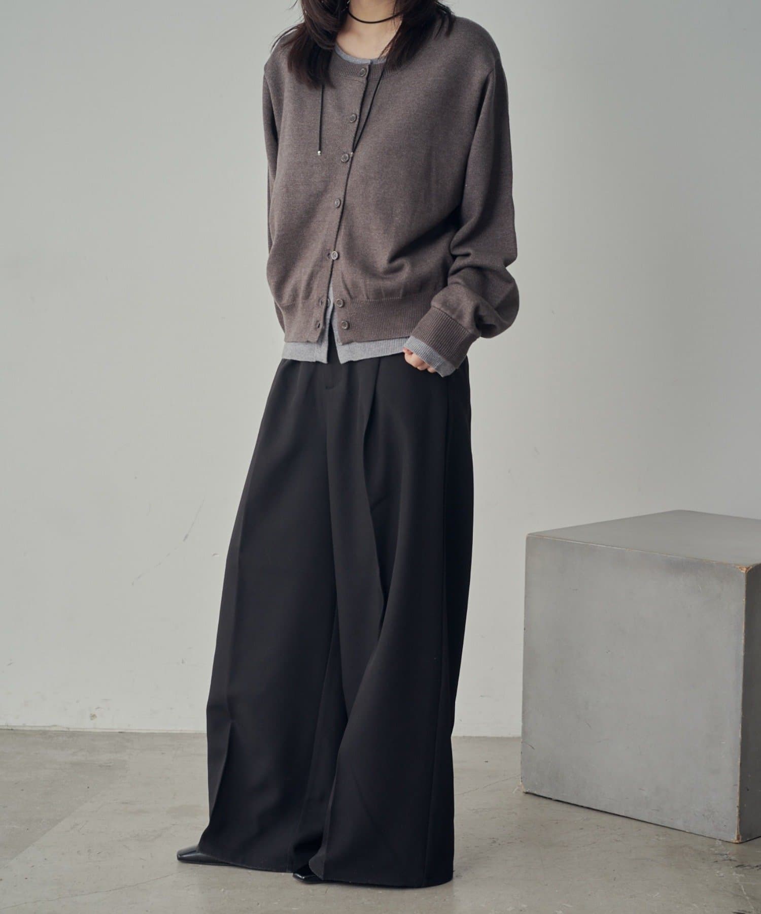 -goocy-(グーシー) 【SNSでバズった！】レイヤードライク配色カーディガン