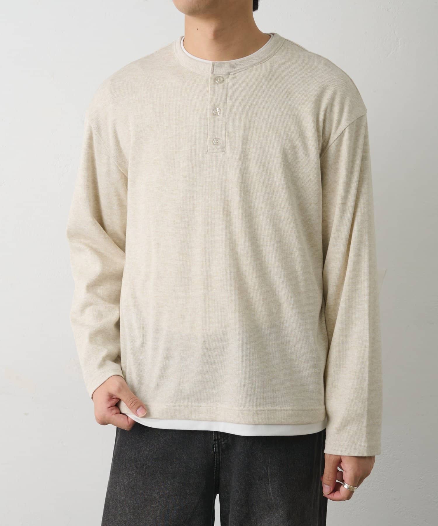 COLONY 2139(コロニー トゥーワンスリーナイン) ニットソーレイヤードヘンリー長袖TEE