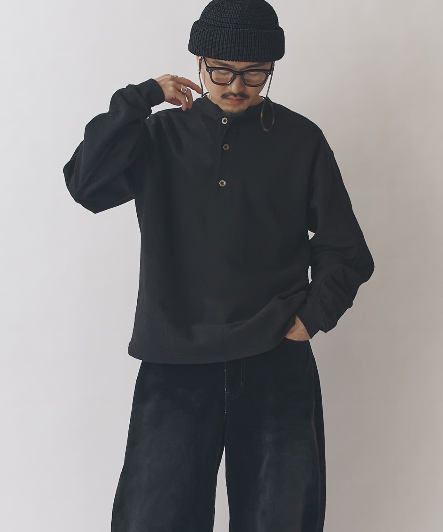 Lui's(ルイス) 鹿の子ヘンリーネックプルオーバー