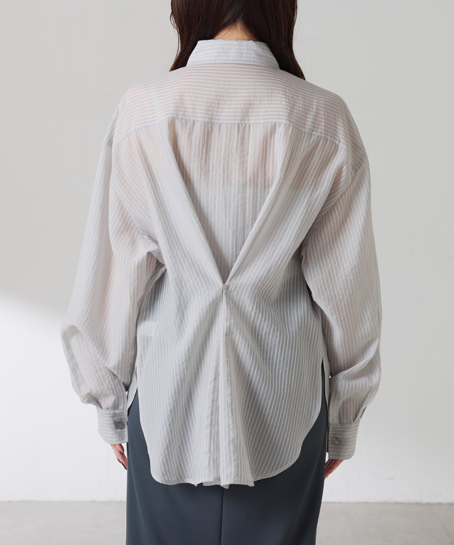 COLLAGE GALLARDAGALANTE(コラージュ ガリャルダガランテ) 【端境期にぴったり】シアーストライプシャツ