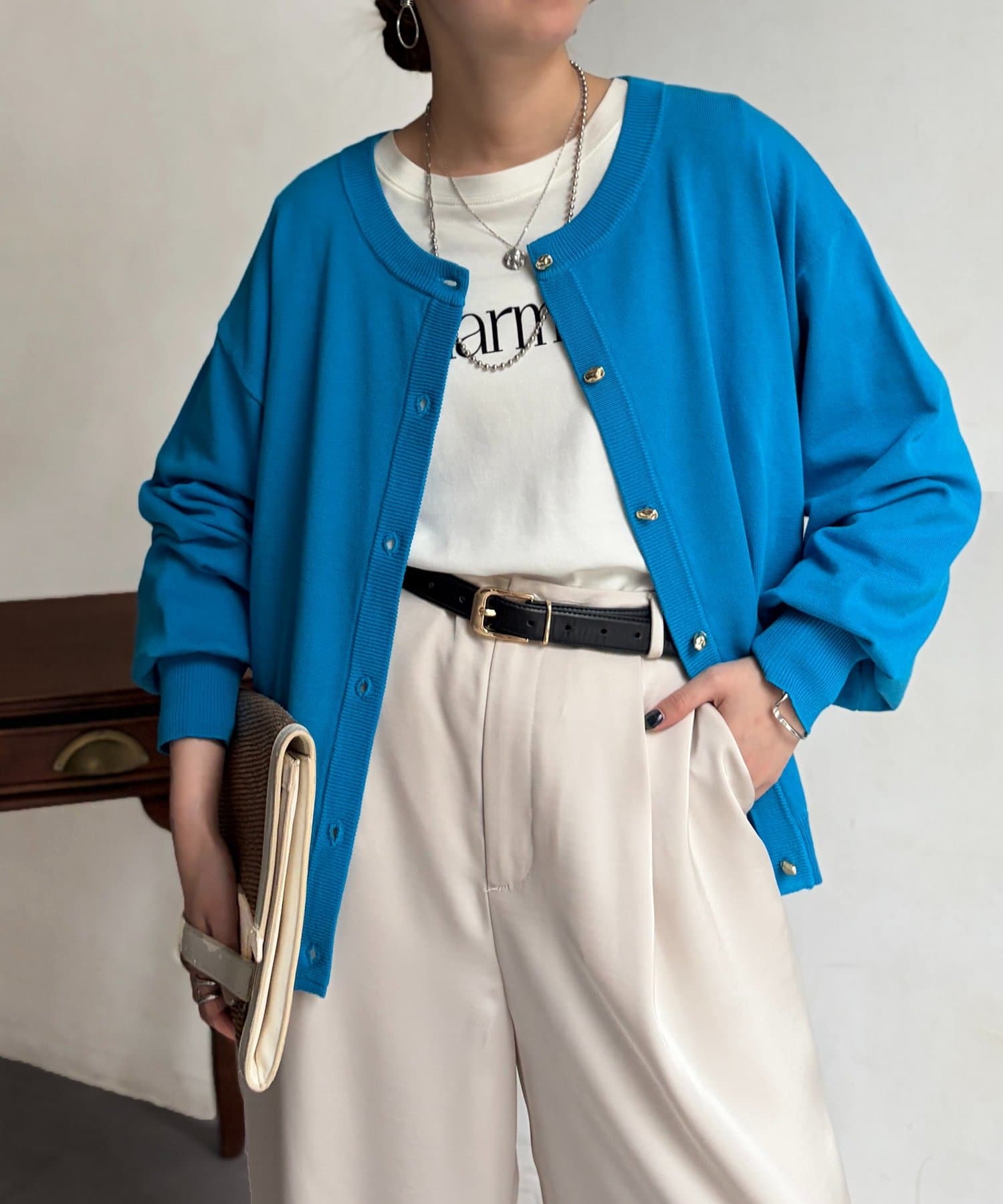 Chez toi(シェトワ) ニュアンスゴールドボタンカーディガン