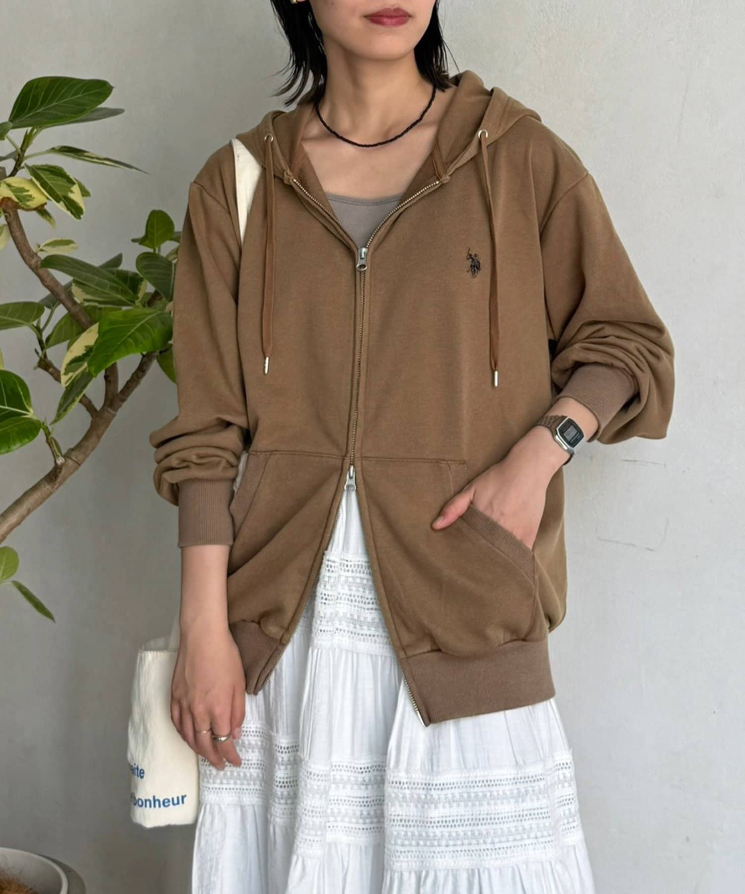 CPCM(シーピーシーエム) 【U.S. POLO ASSN.】裏毛パウダージップパーカー