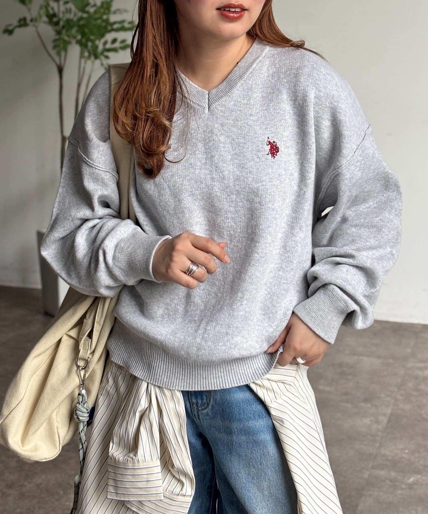 CPCM(シーピーシーエム) 【U.S. POLO ASSN.】Vネックスウェットライクニット