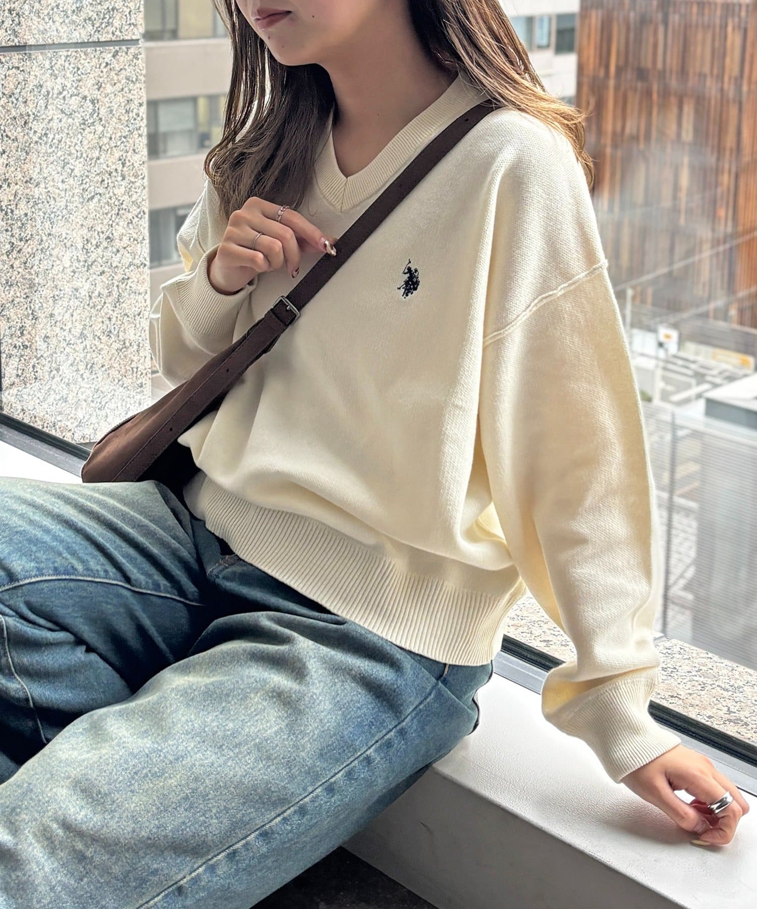 CPCM(シーピーシーエム) 【U.S. POLO ASSN.】Vネックスウェットライクニット