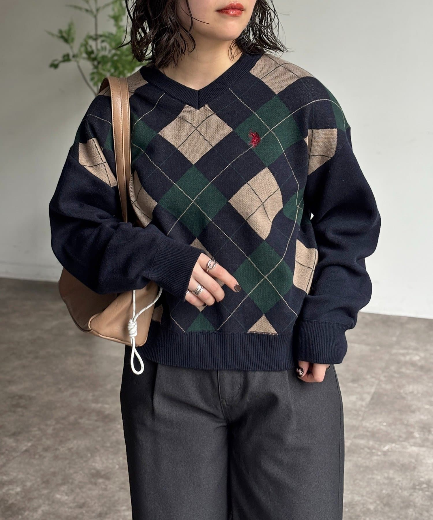 CPCM(シーピーシーエム) 【U.S. POLO ASSN.】Vネックスウェットライクニット