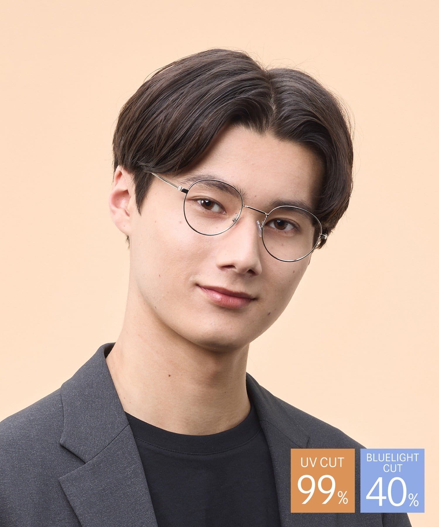 3COINS(スリーコインズ) 曇りにくいメタルボストンメガネ