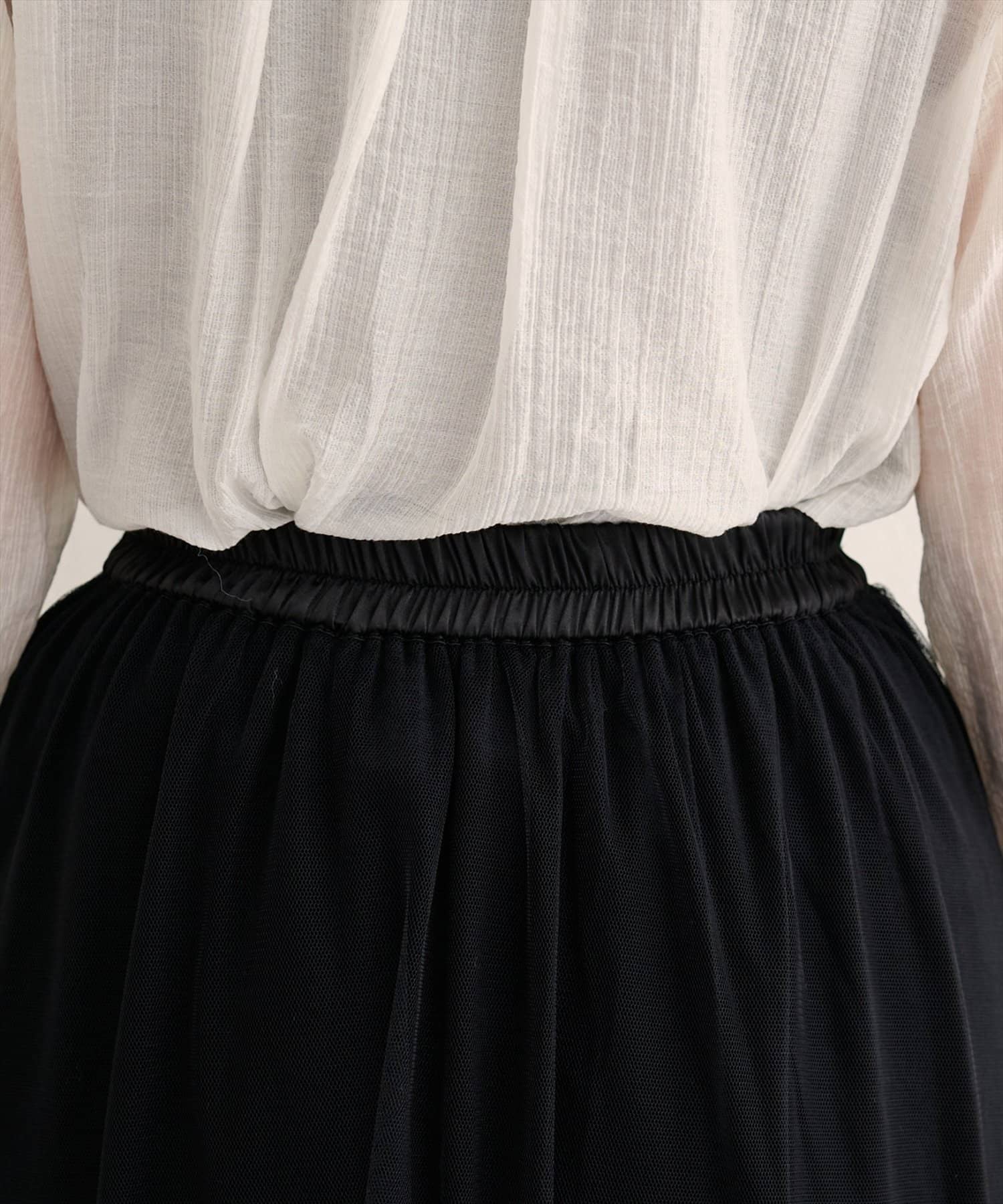 NICE CLAUP / OLIVE des OLIVE OUTLET(ナイスクラップ  / オリーブ デ オリーブ アウトレット) 【natural couture】サテンパイピングチュールスカート