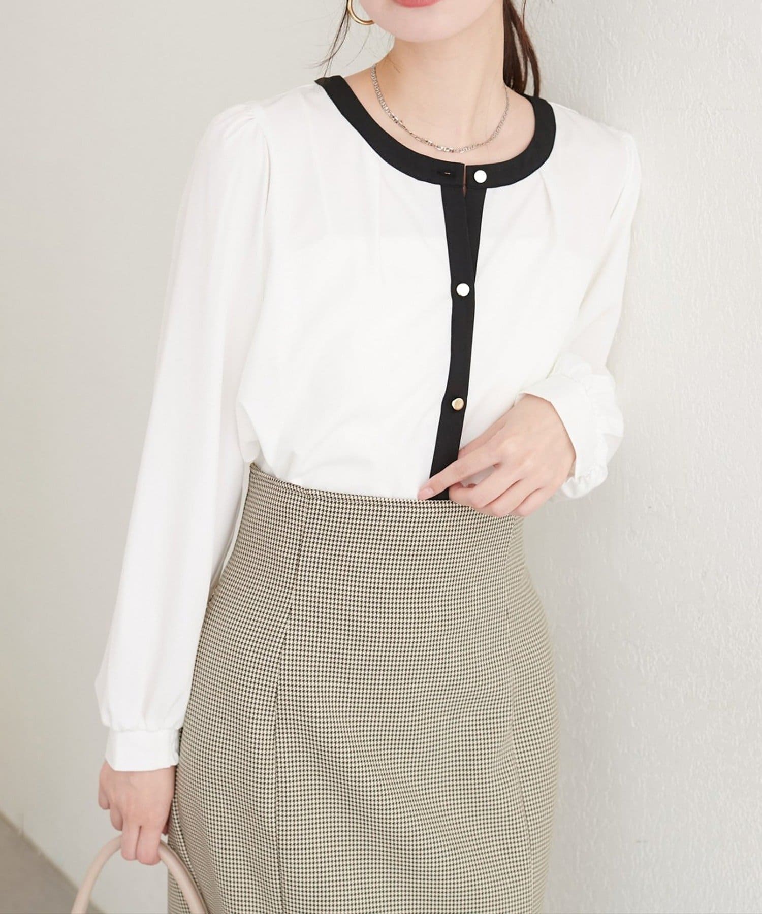 NICE CLAUP / OLIVE des OLIVE OUTLET(ナイスクラップ  / オリーブ デ オリーブ アウトレット) 【natural couture】タックヘム羽織ブラウス