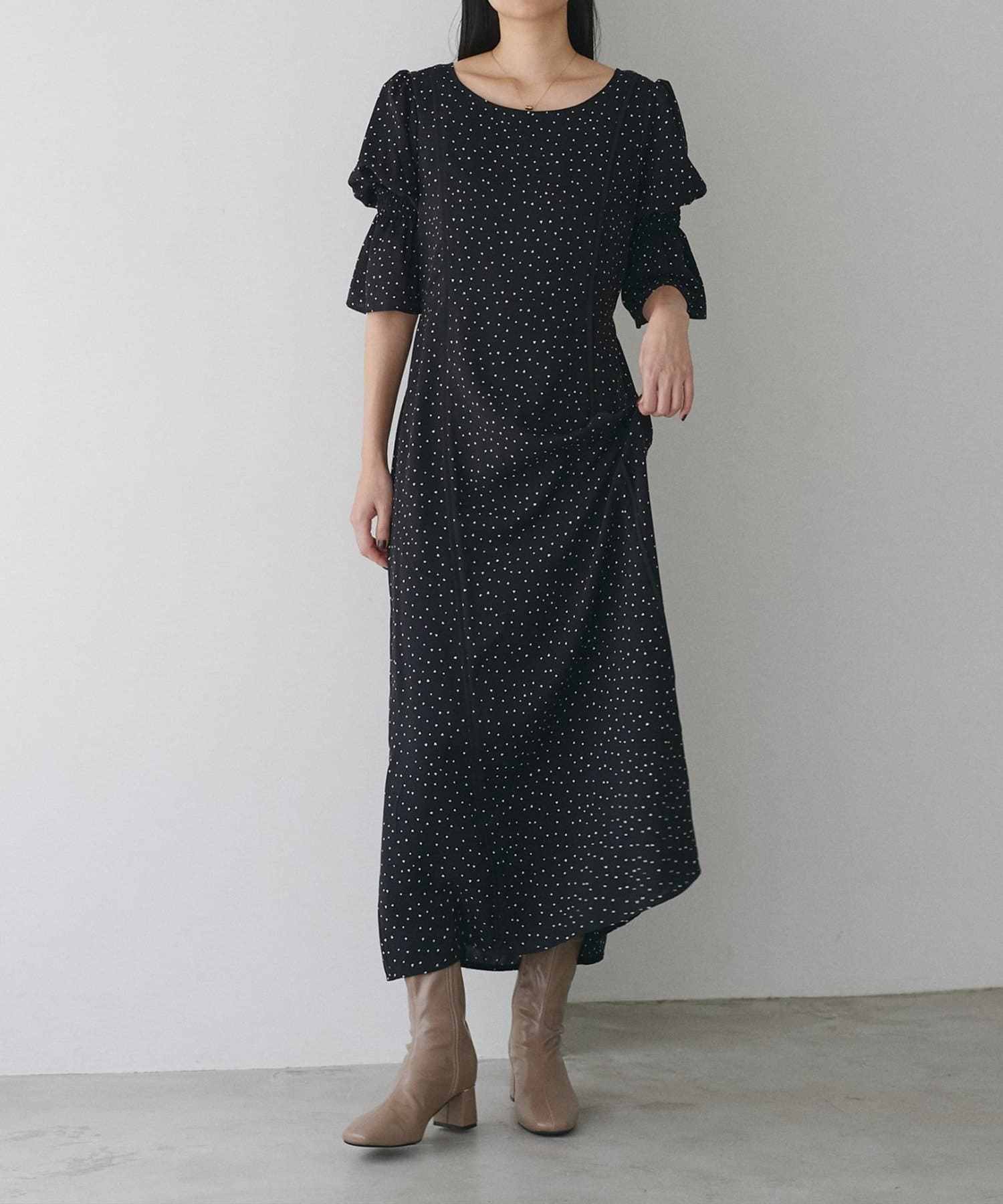 NICE CLAUP / OLIVE des OLIVE OUTLET(ナイスクラップ  / オリーブ デ オリーブ アウトレット) 【natural couture】キャンディスリーブパイピングワンピース