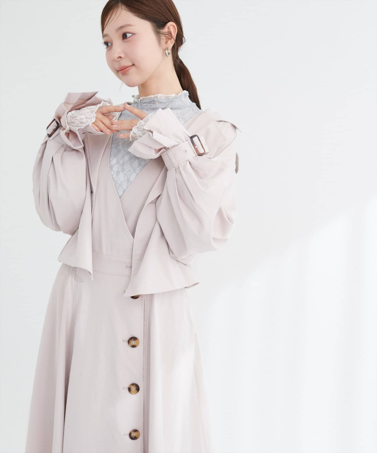 natural couture(ナチュラルクチュール) 【1/1～4限定受注販売】ショートトレンチ+ジャンスカセット