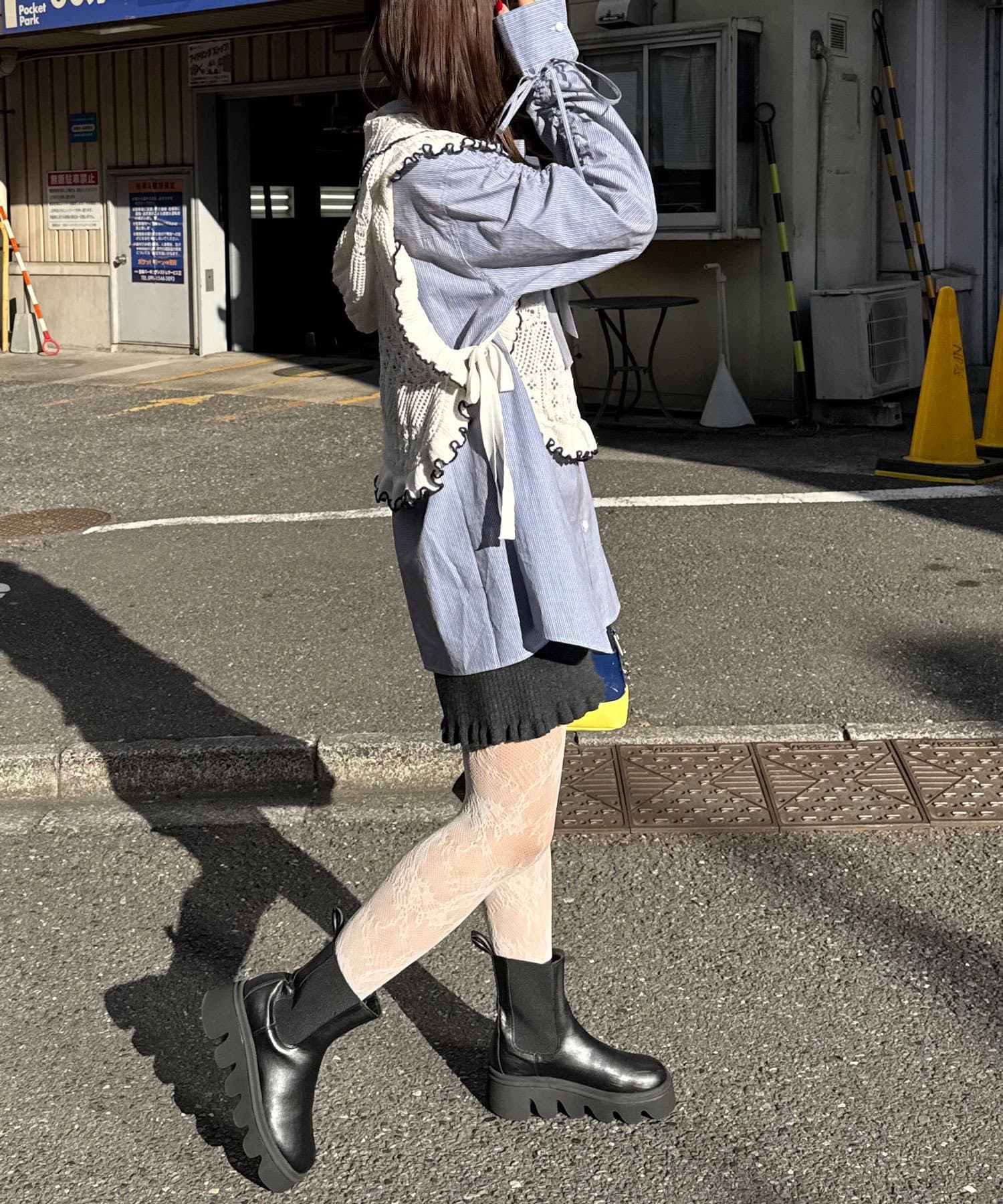 CIAOPANIC(チャオパニック) リブニットフリルショートパンツ