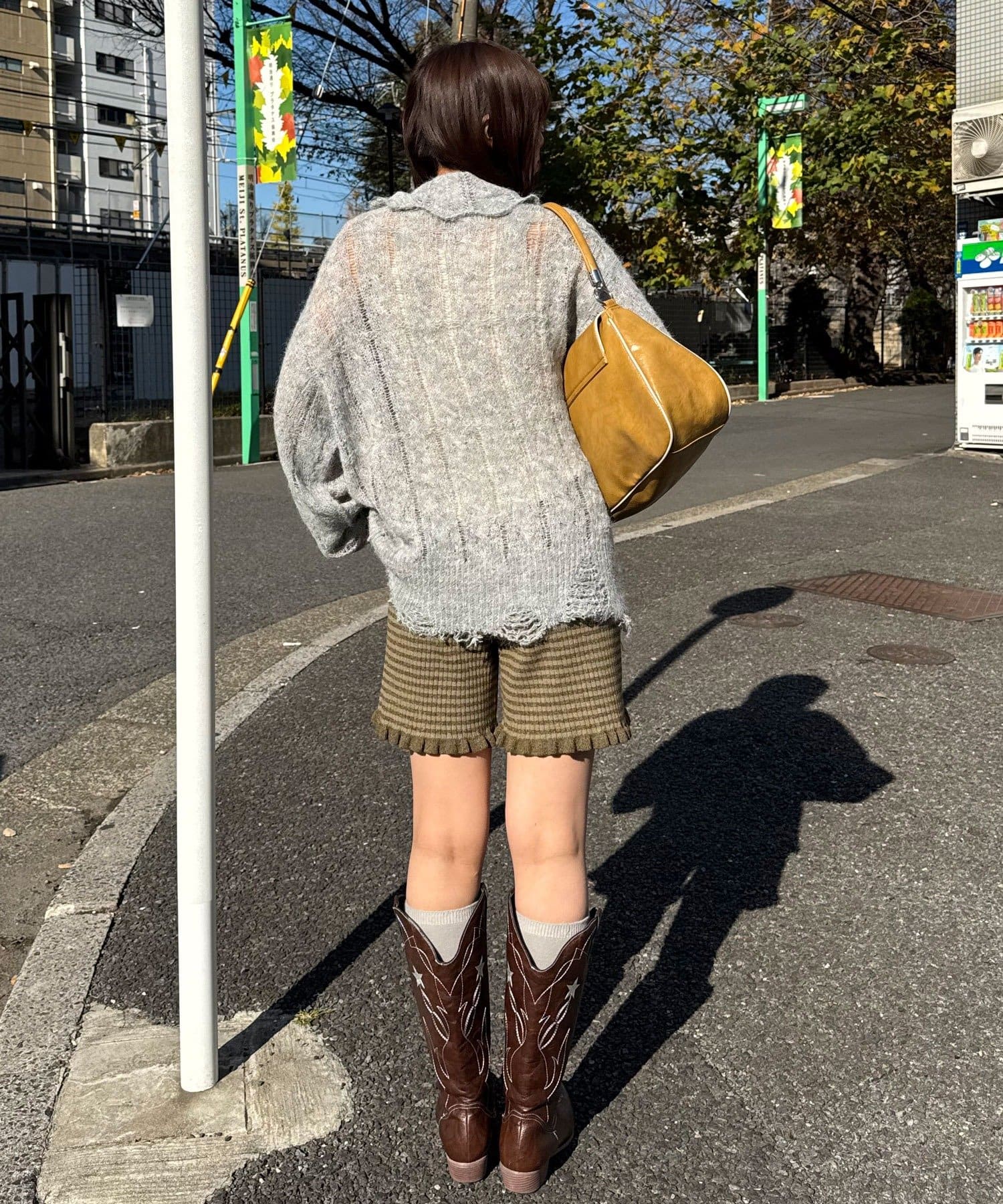 CIAOPANIC(チャオパニック) 甘編みシアーケーブルダメージニットポロ