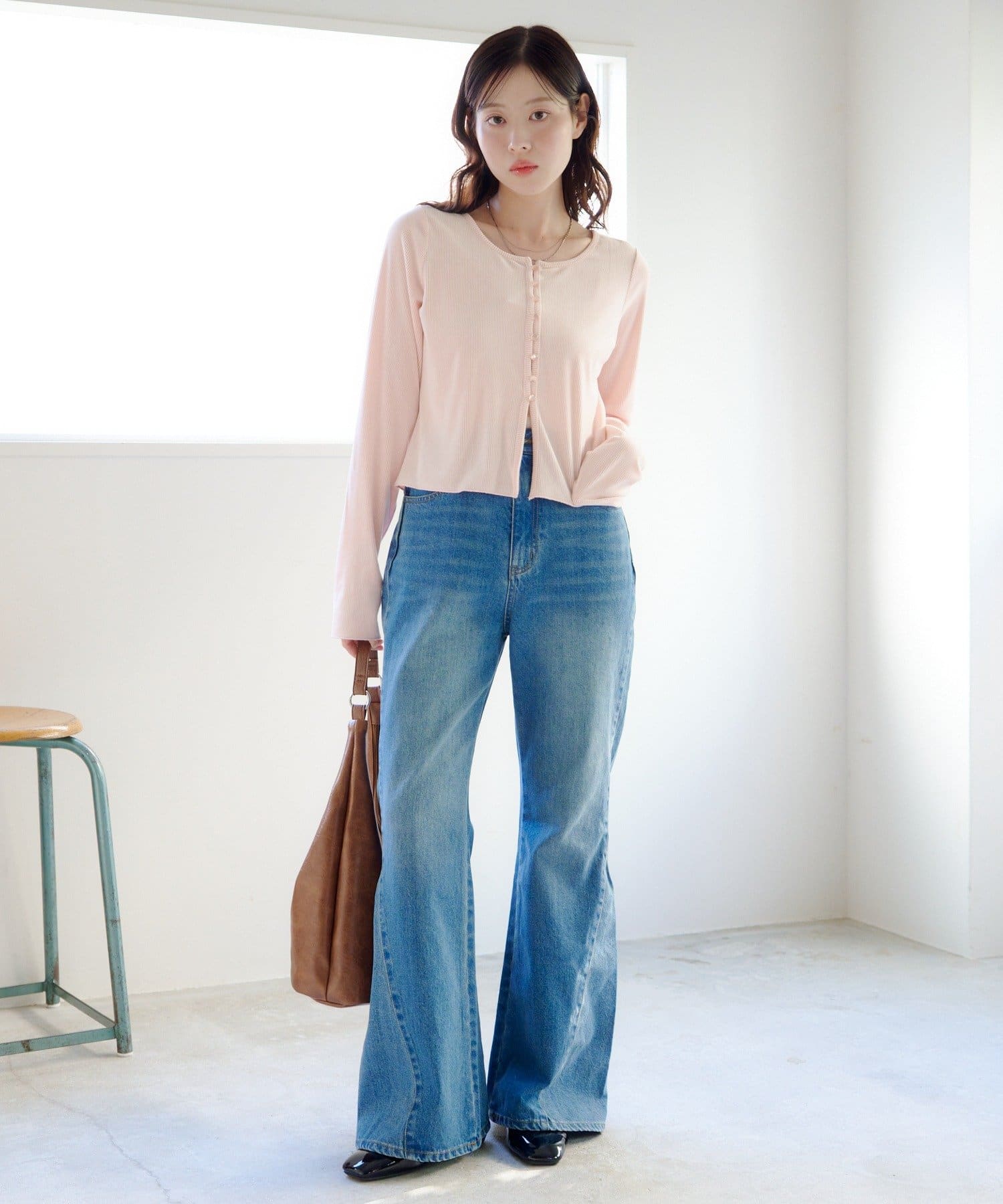 Kastane(カスタネ) カットベロアボタンカーディガン