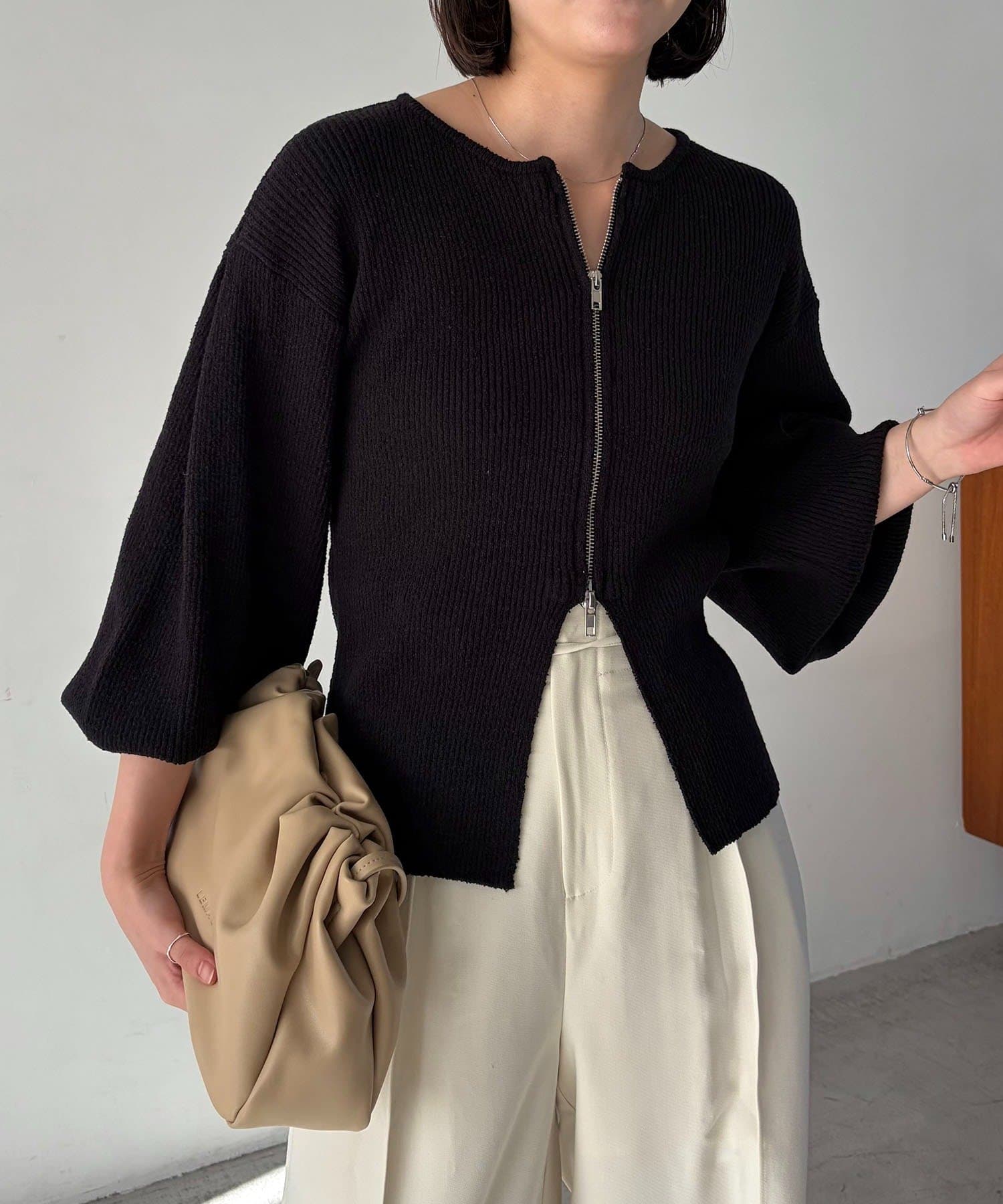 CAPRICIEUX LE'MAGE(カプリシュレマージュ) スラブジップパフカーディガン