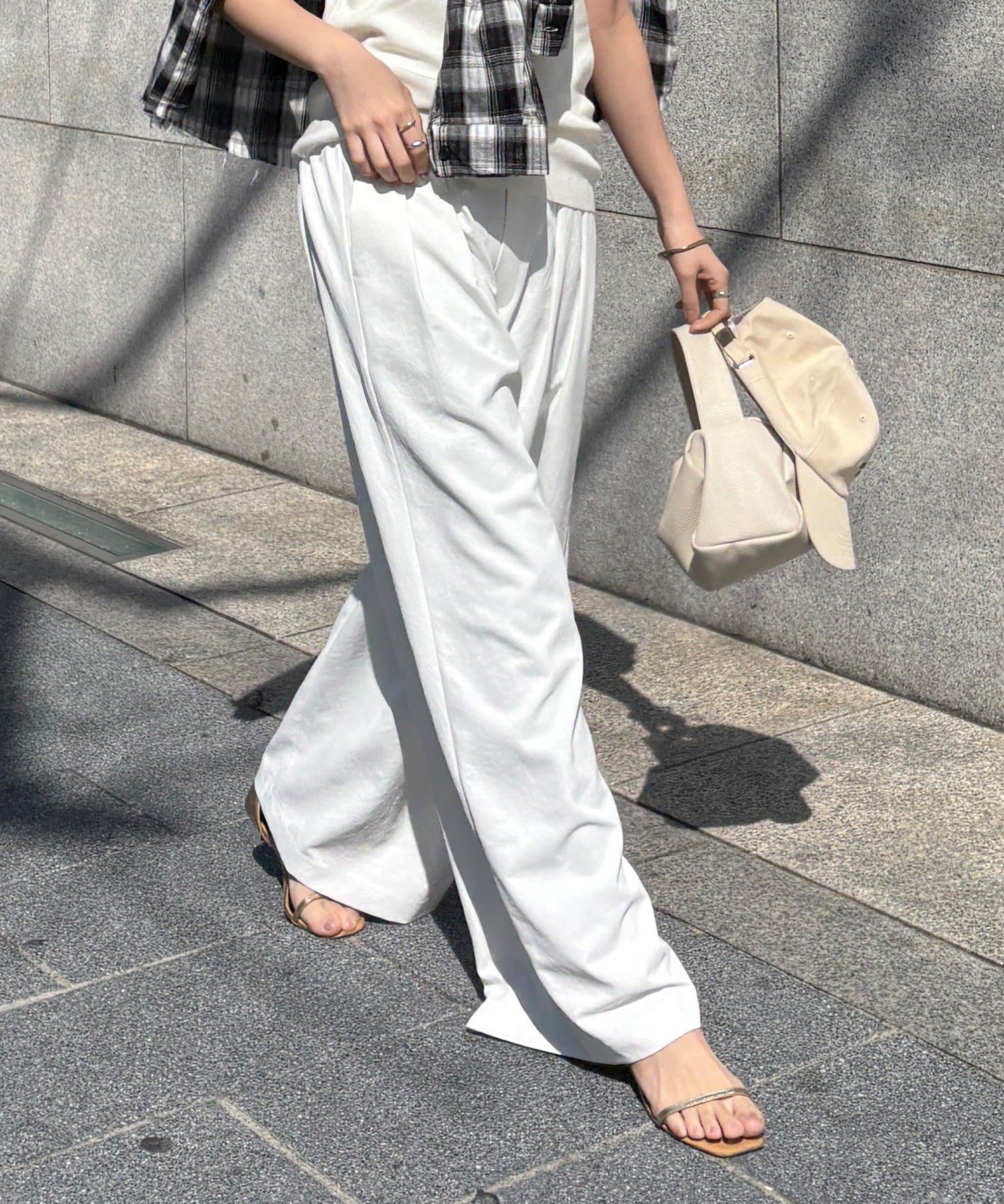 DOUDOU(ドゥドゥ) 透けないタックパンツ