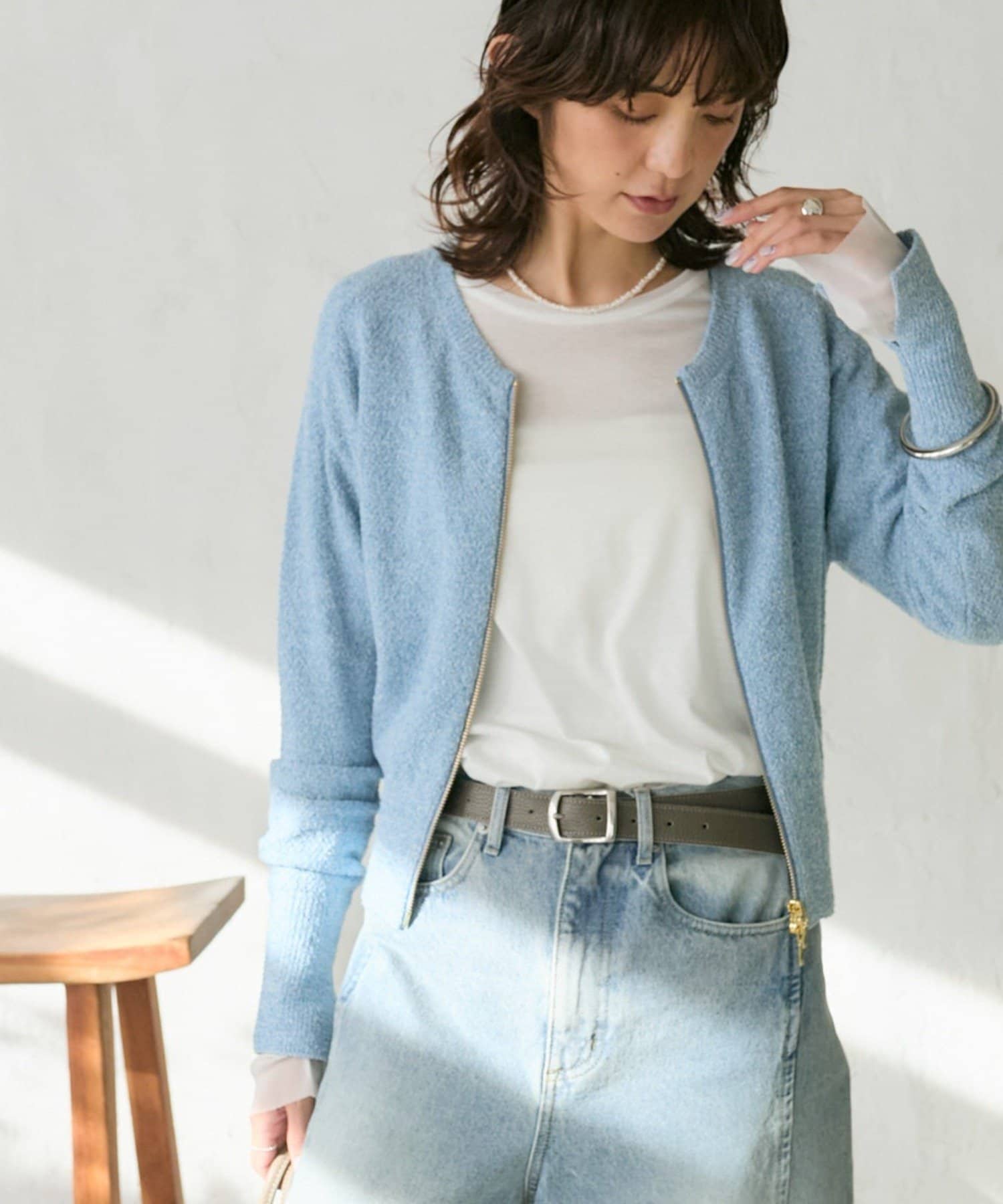 RIVE DROITE(リヴドロワ) 予約【大人のこなれ感】メランジブークレーZIPニット