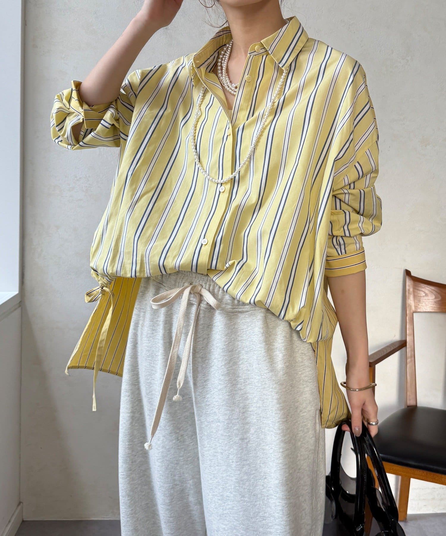 DOUDOU(ドゥドゥ) 【WEB限定】クレイジーパターンストライプシャツ