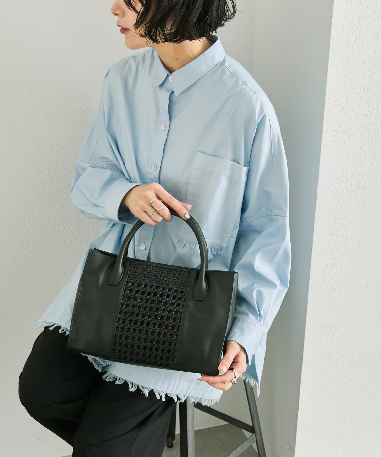 ear PAPILLONNER(イア パピヨネ) センターメッシュトートバッグS《本革》