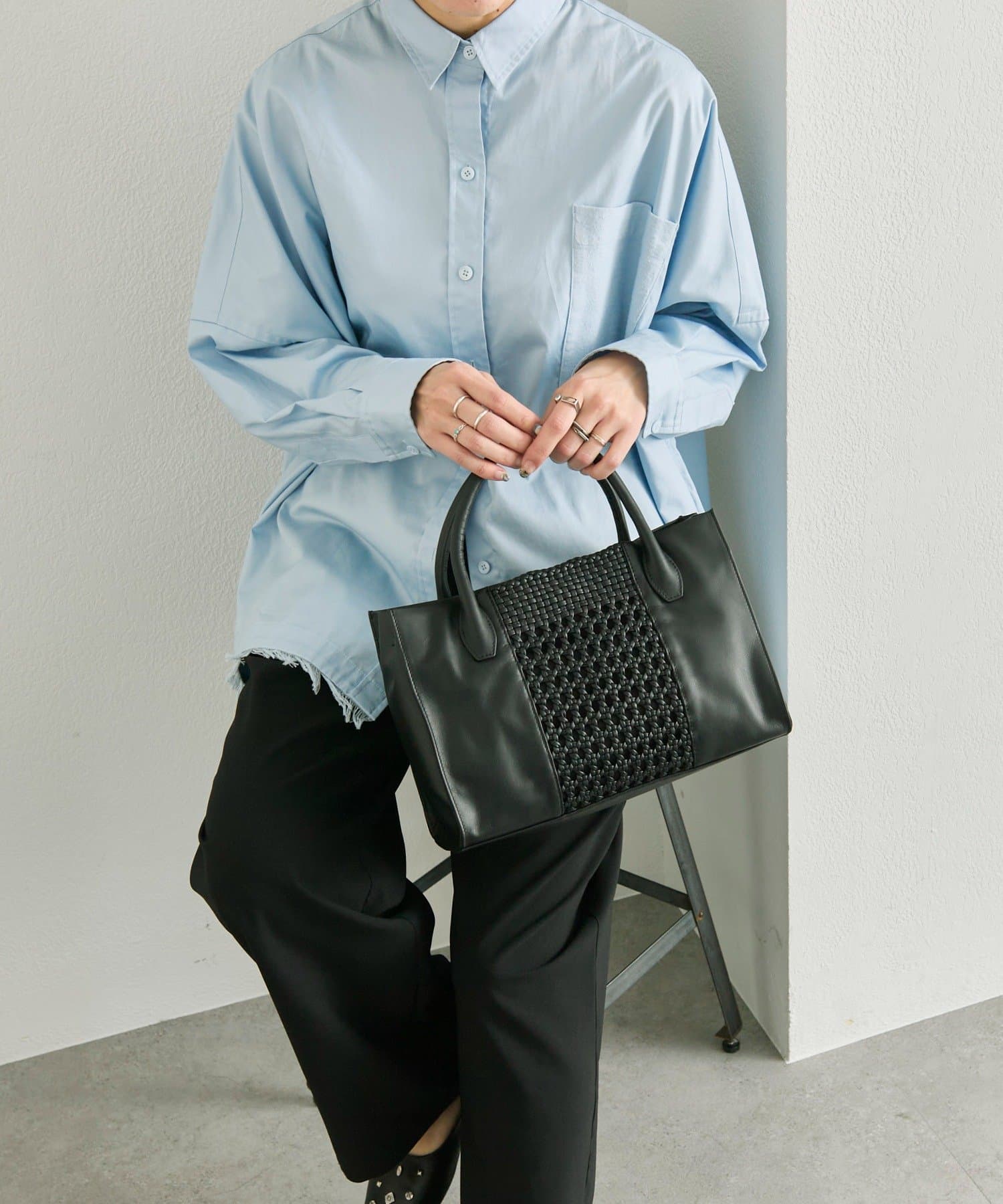 ear PAPILLONNER(イア パピヨネ) センターメッシュトートバッグS《本革》