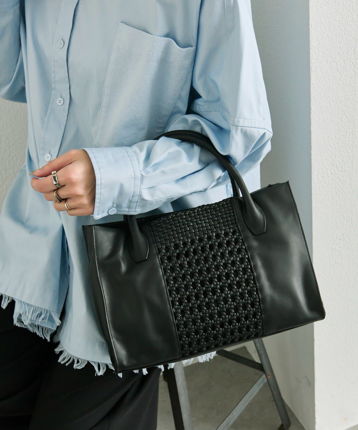 ear PAPILLONNER(イア パピヨネ) センターメッシュトートバッグS《本革》