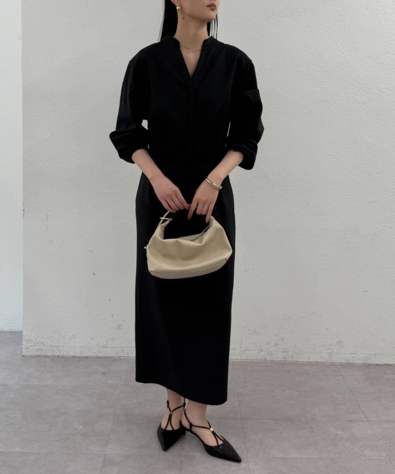 LOUNGEDRESS(ラウンジドレス) リネンライクVワンピース