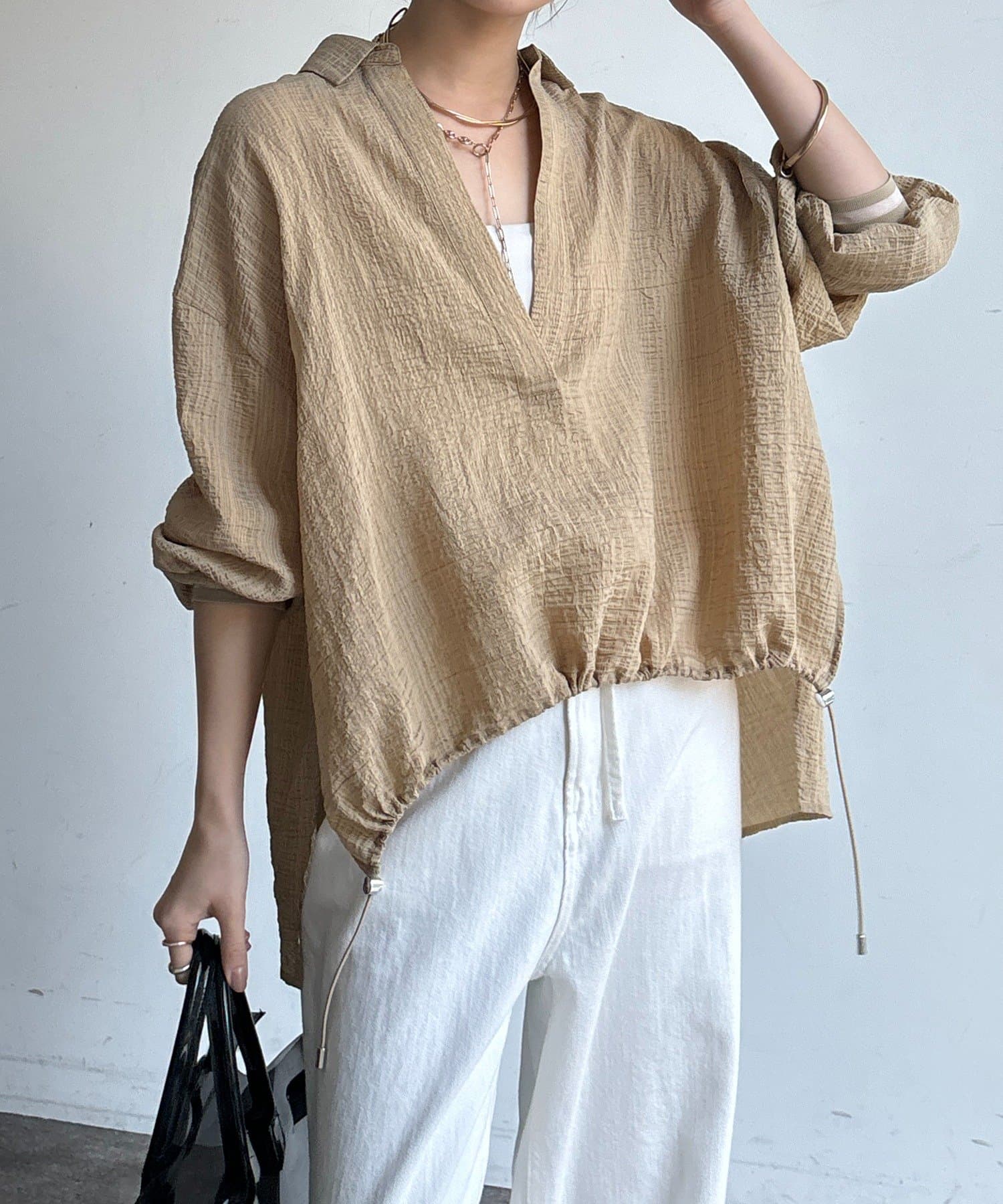 DOUDOU(ドゥドゥ) 【WEB限定】ドロストスキッパーシャツ