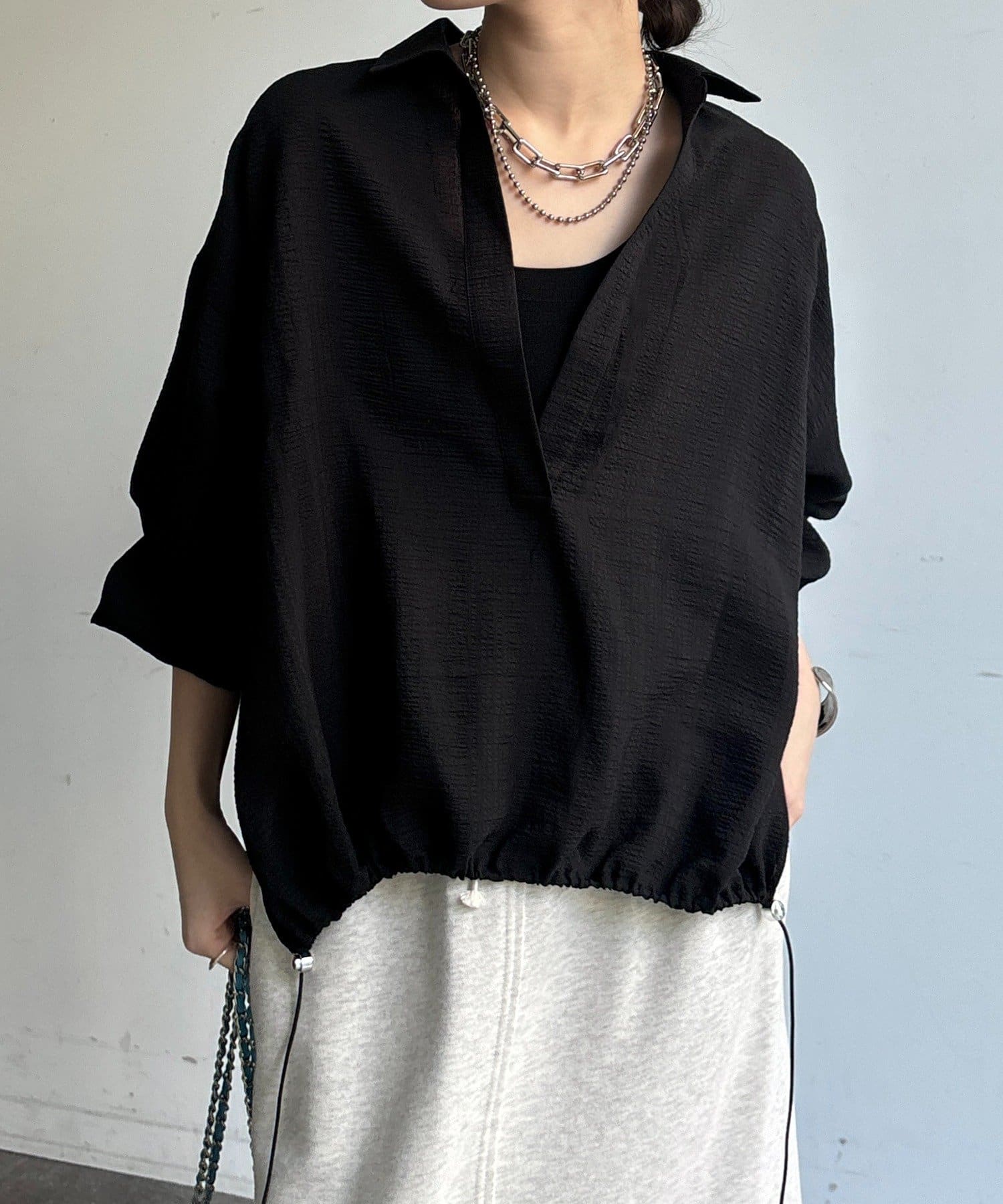 DOUDOU(ドゥドゥ) 【WEB限定】ドロストスキッパーシャツ