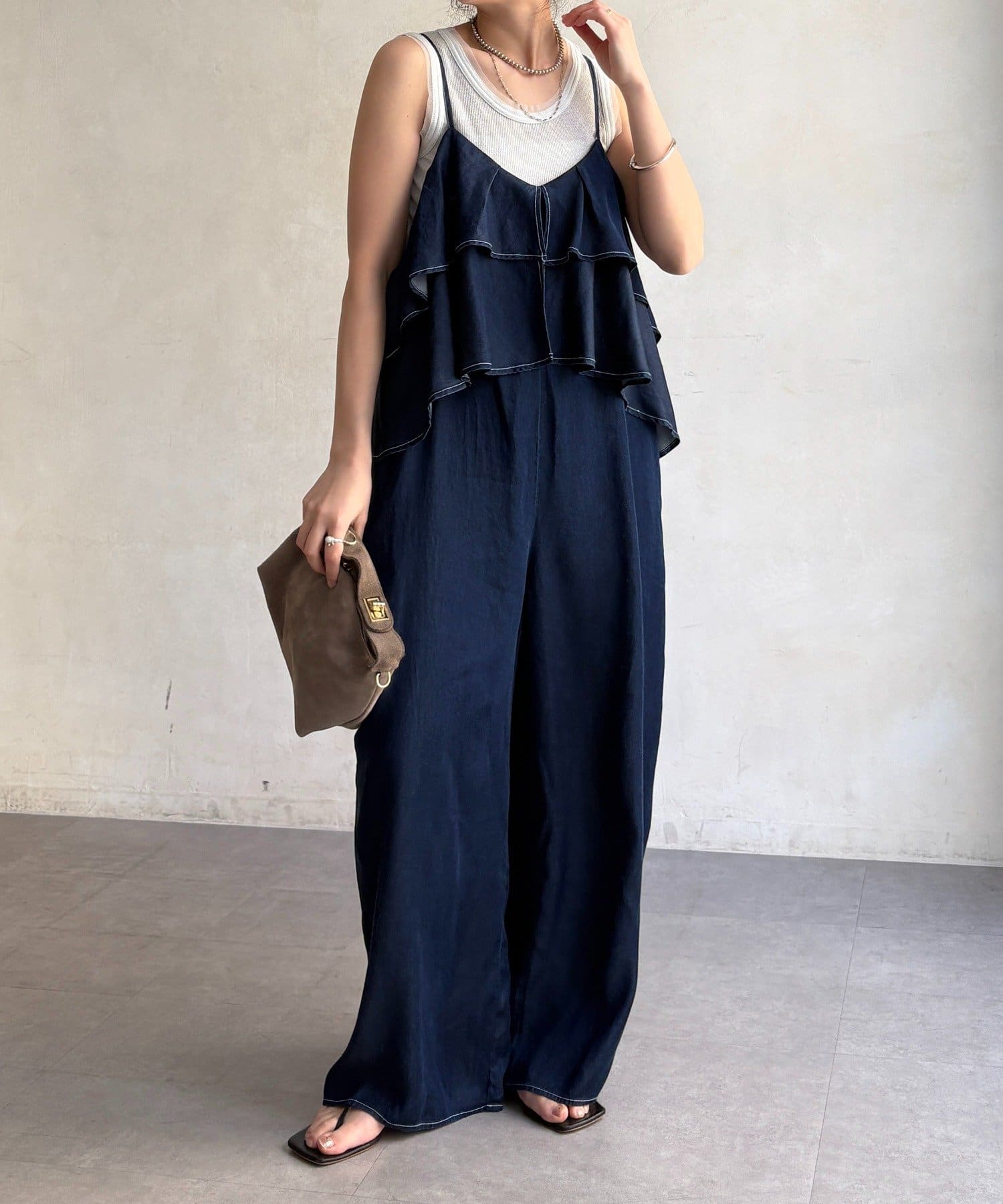 DOUDOU(ドゥドゥ) 【WEB限定】 デニムフリルサロペット