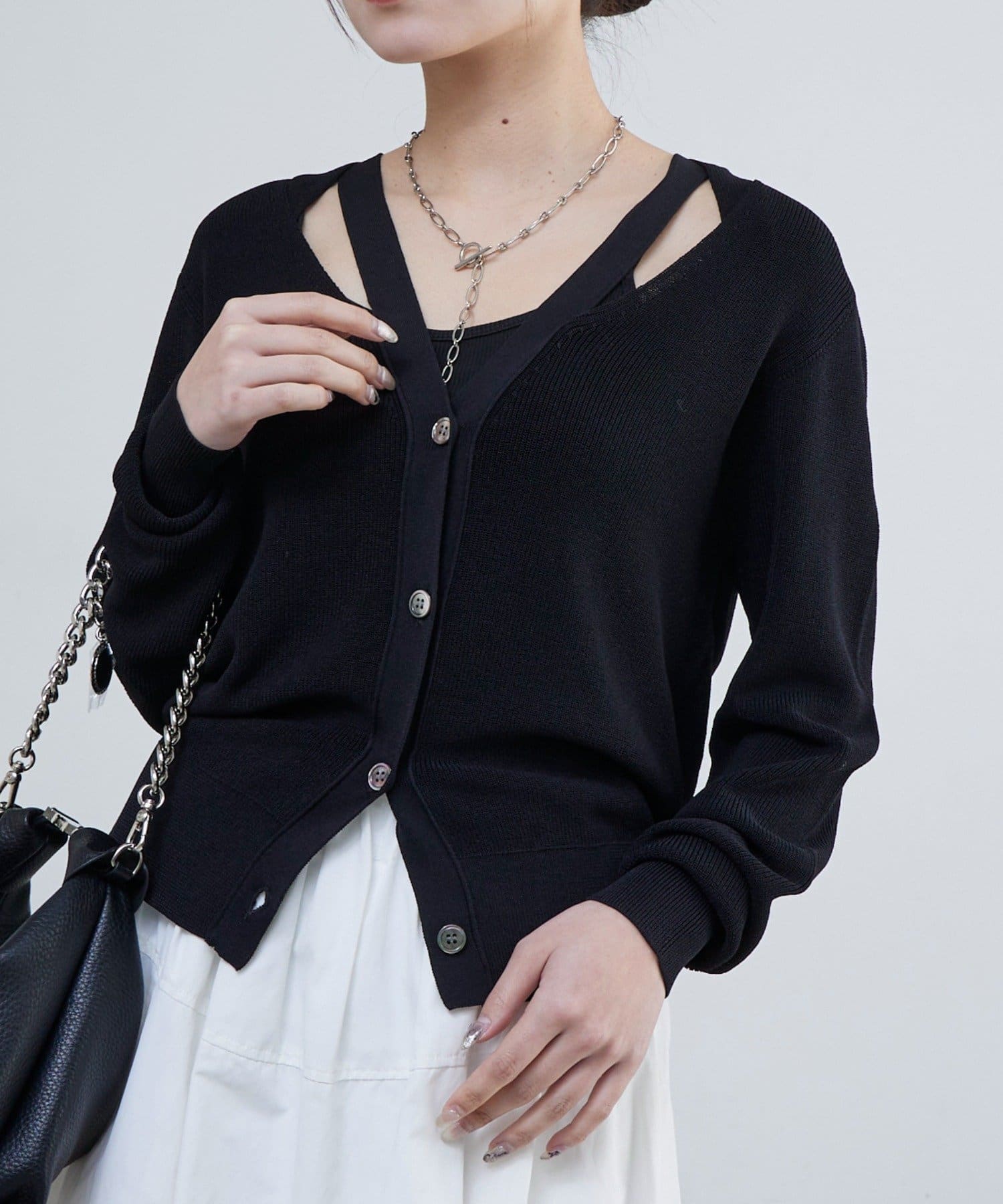 Lui's(ルイス) 襟デザインVカーディガン