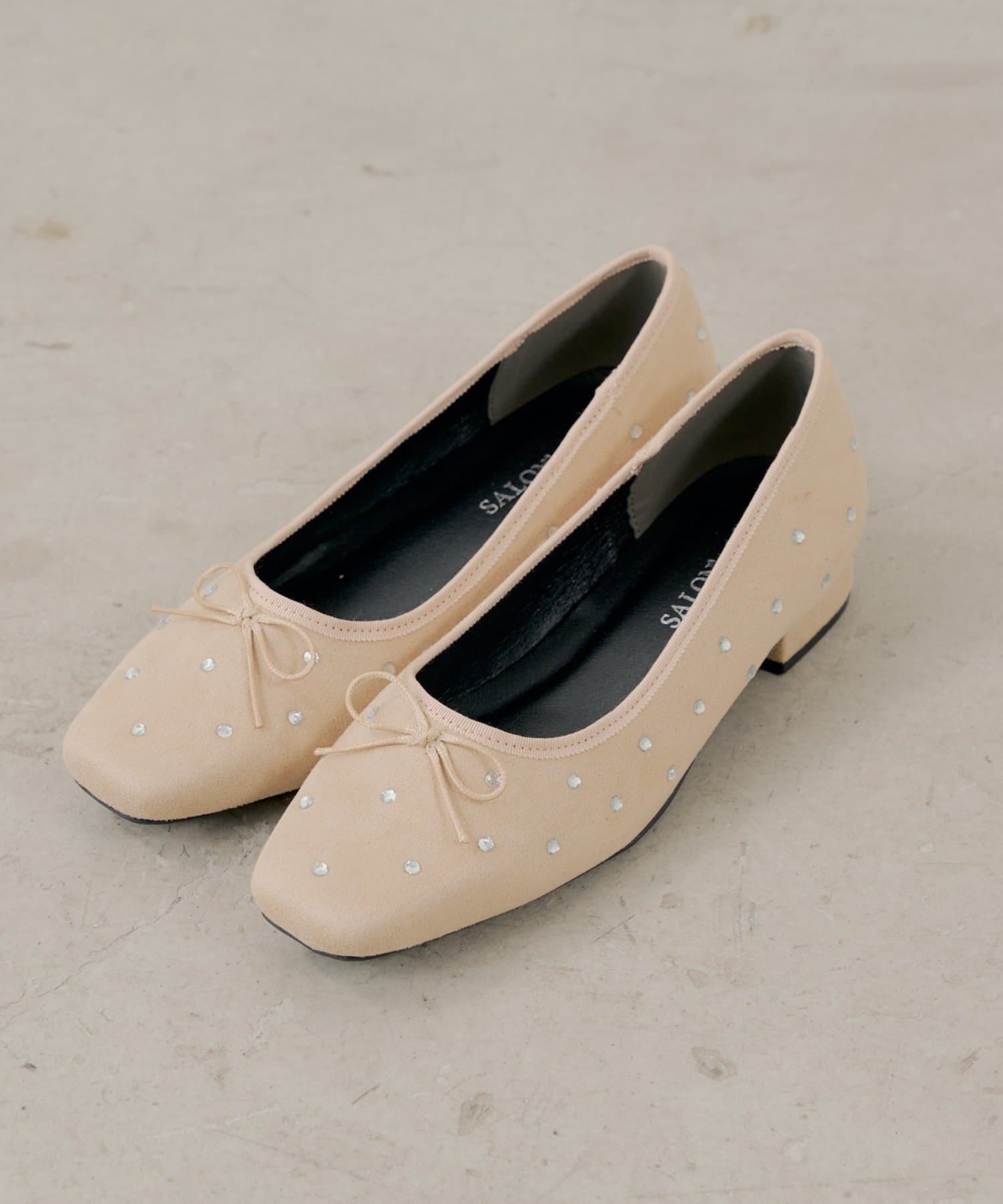 Chico(チコ) 【SALON by Chico】ミドルビジューリボンバレエシューズ