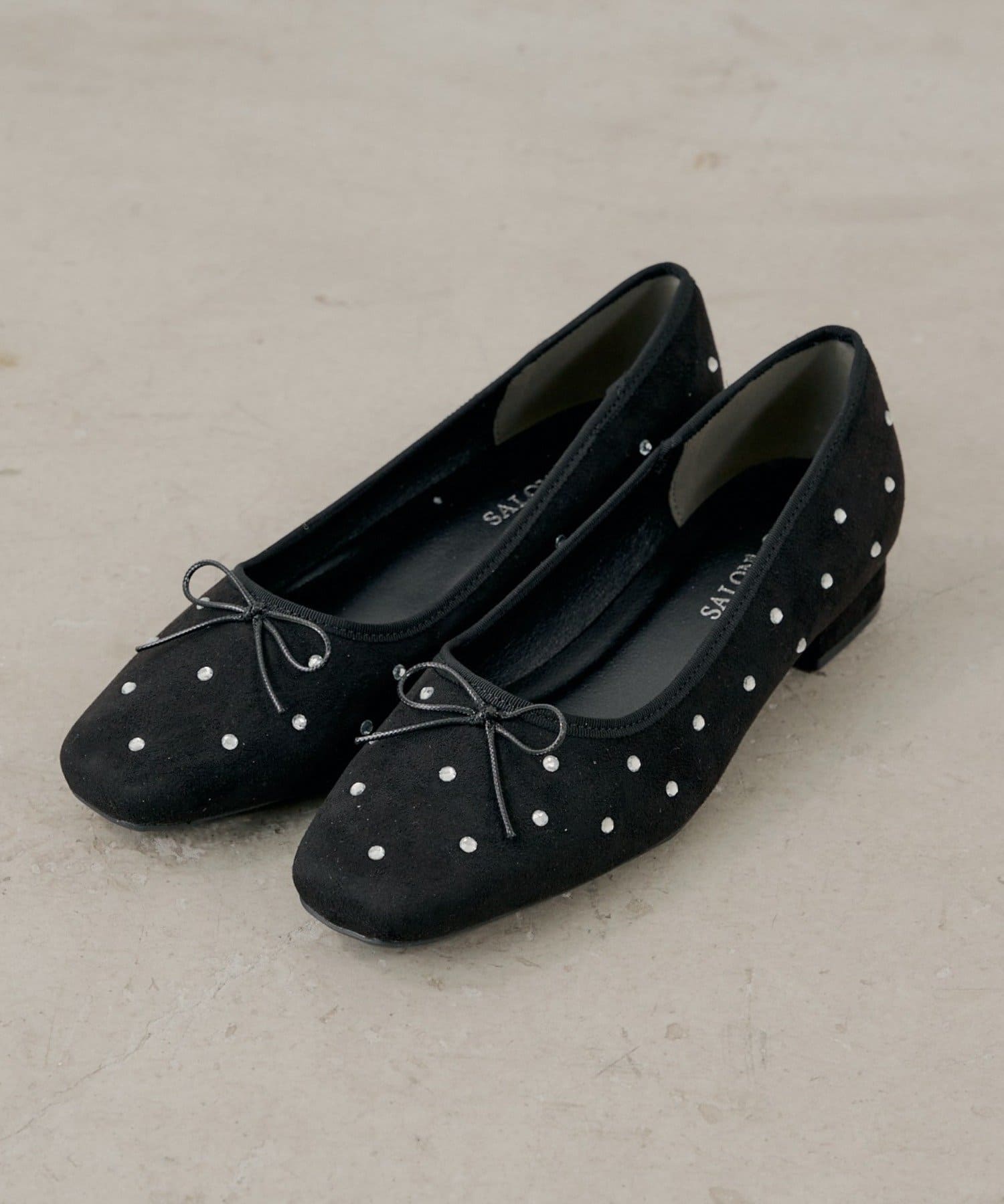 Chico(チコ) 【SALON by Chico】ミドルビジューリボンバレエシューズ