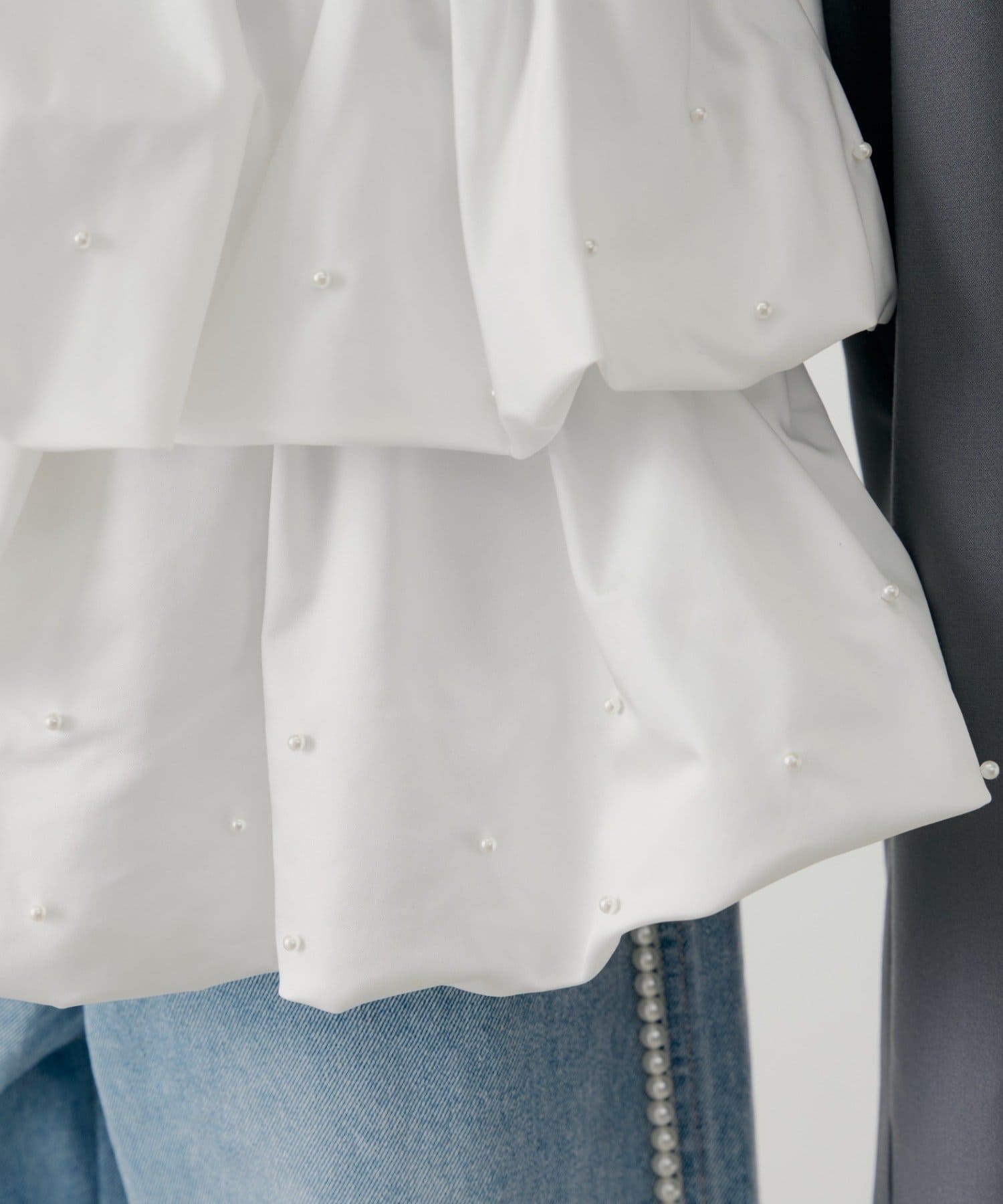 Chico(チコ) 【SALON by Chico】パールペプラムドッキングジャケット