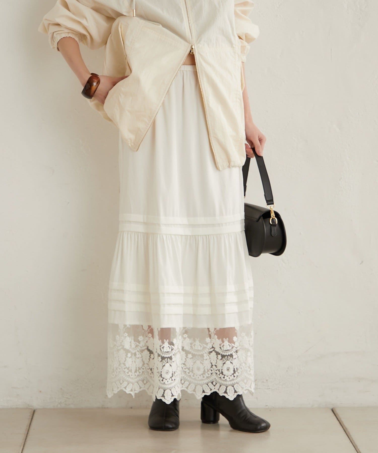 Omekashi(オメカシ) 裾レースティアードスカート