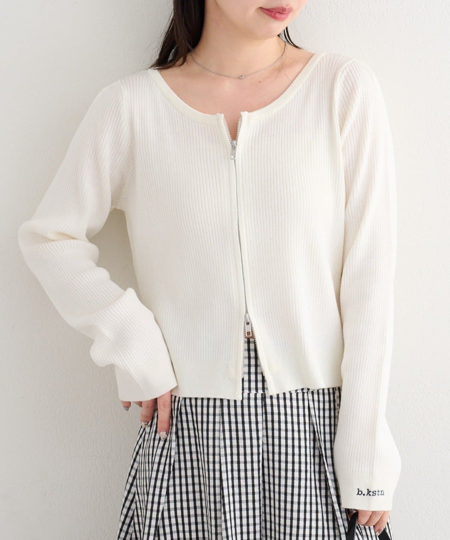 Kastane(カスタネ) B ラメニットZIPカーディガン
