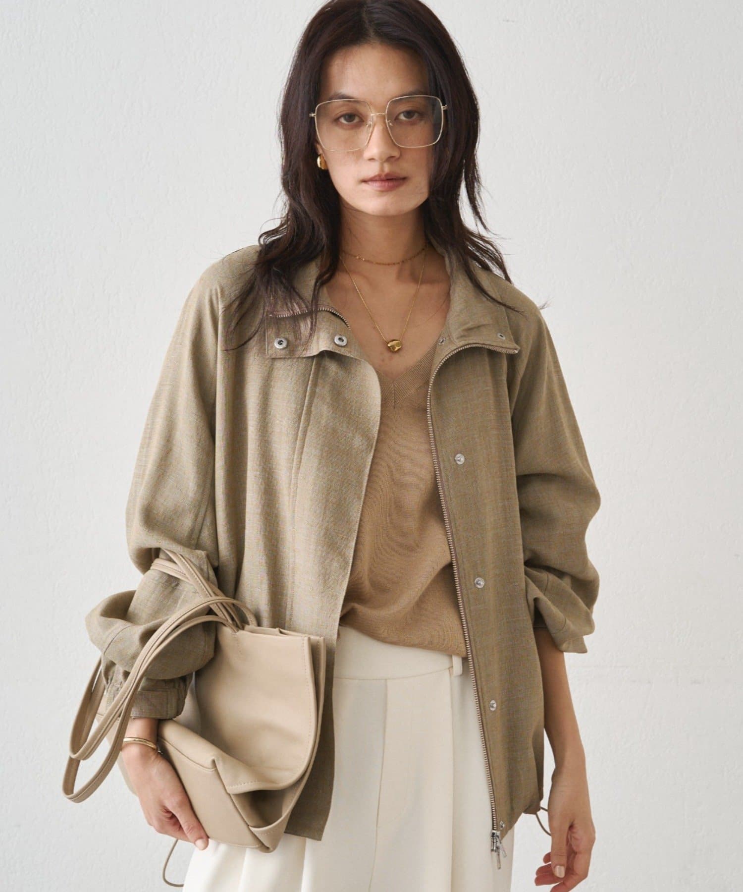 LOUNGEDRESS(ラウンジドレス) リネンライクスタンドブルゾン