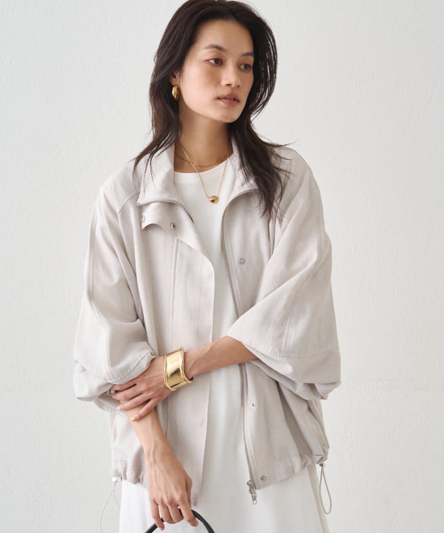 LOUNGEDRESS(ラウンジドレス) リネンライクスタンドブルゾン