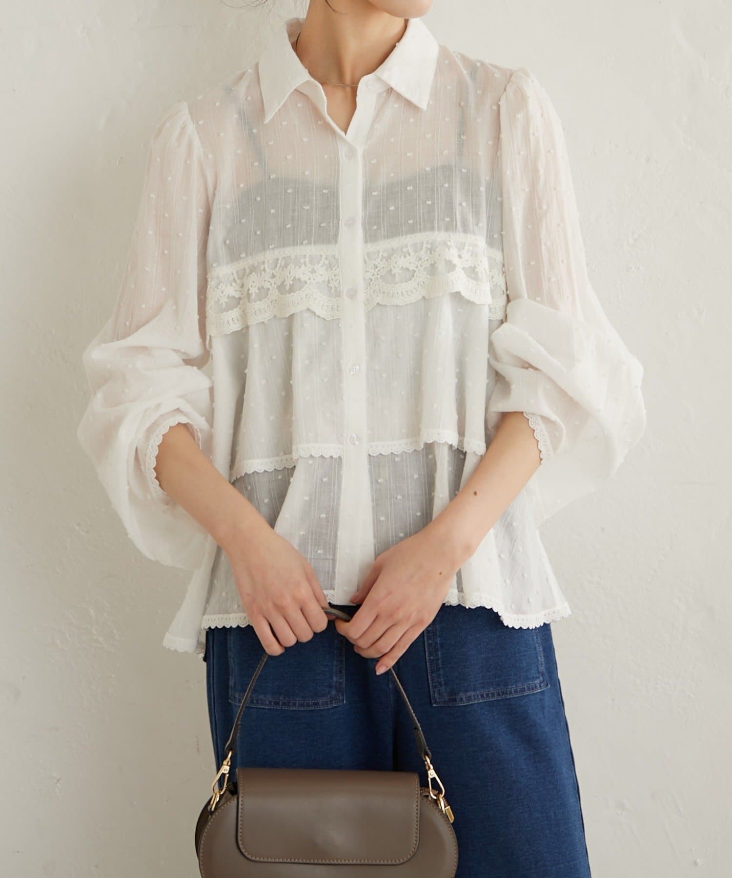 Omekashi(オメカシ) ドビーレースブラウス