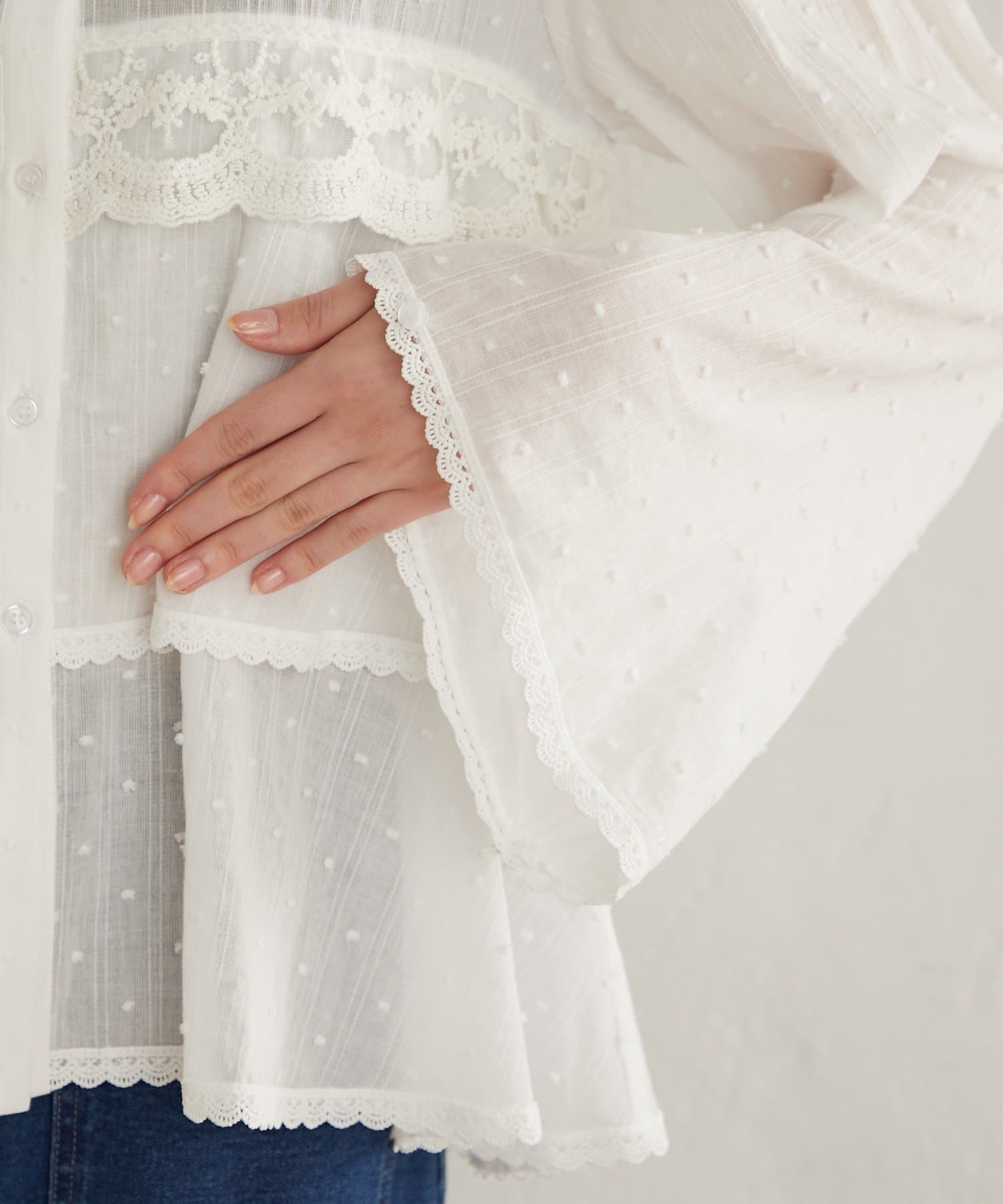 Omekashi(オメカシ) ドビーレースブラウス