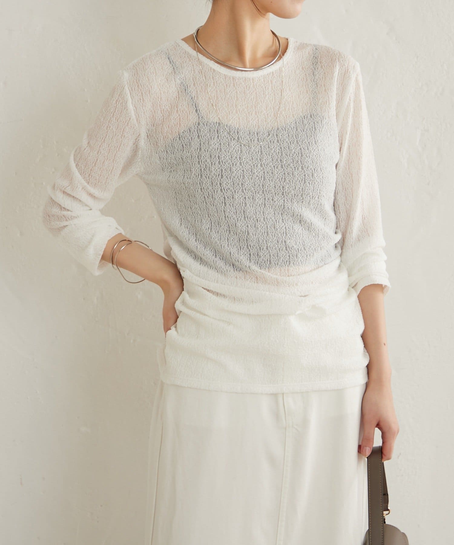 Omekashi(オメカシ) レースウエストタックプルオーバー