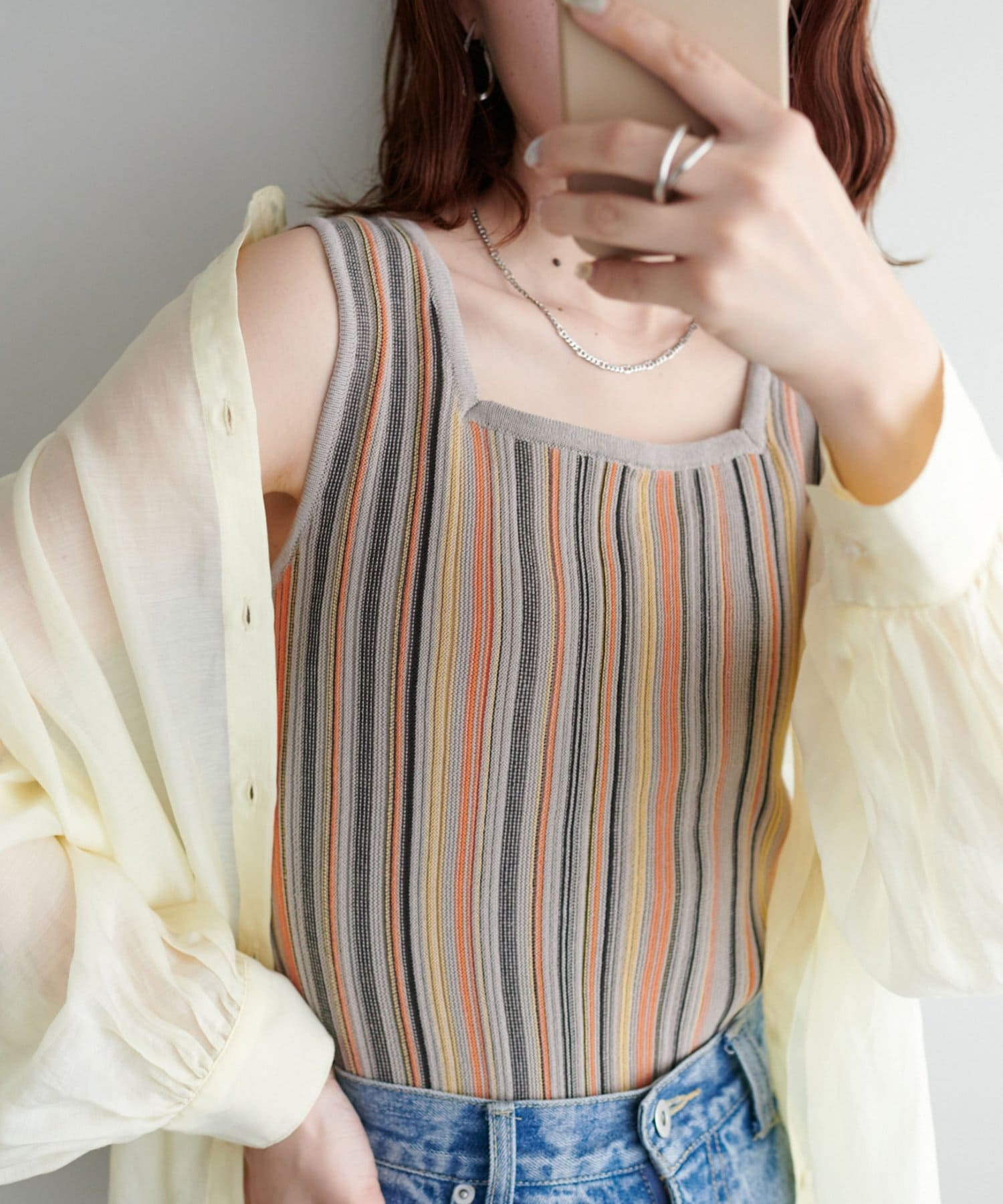 DISCOAT(ディスコート) 【WEB限定】前後2WAYマルチストライプノースリ