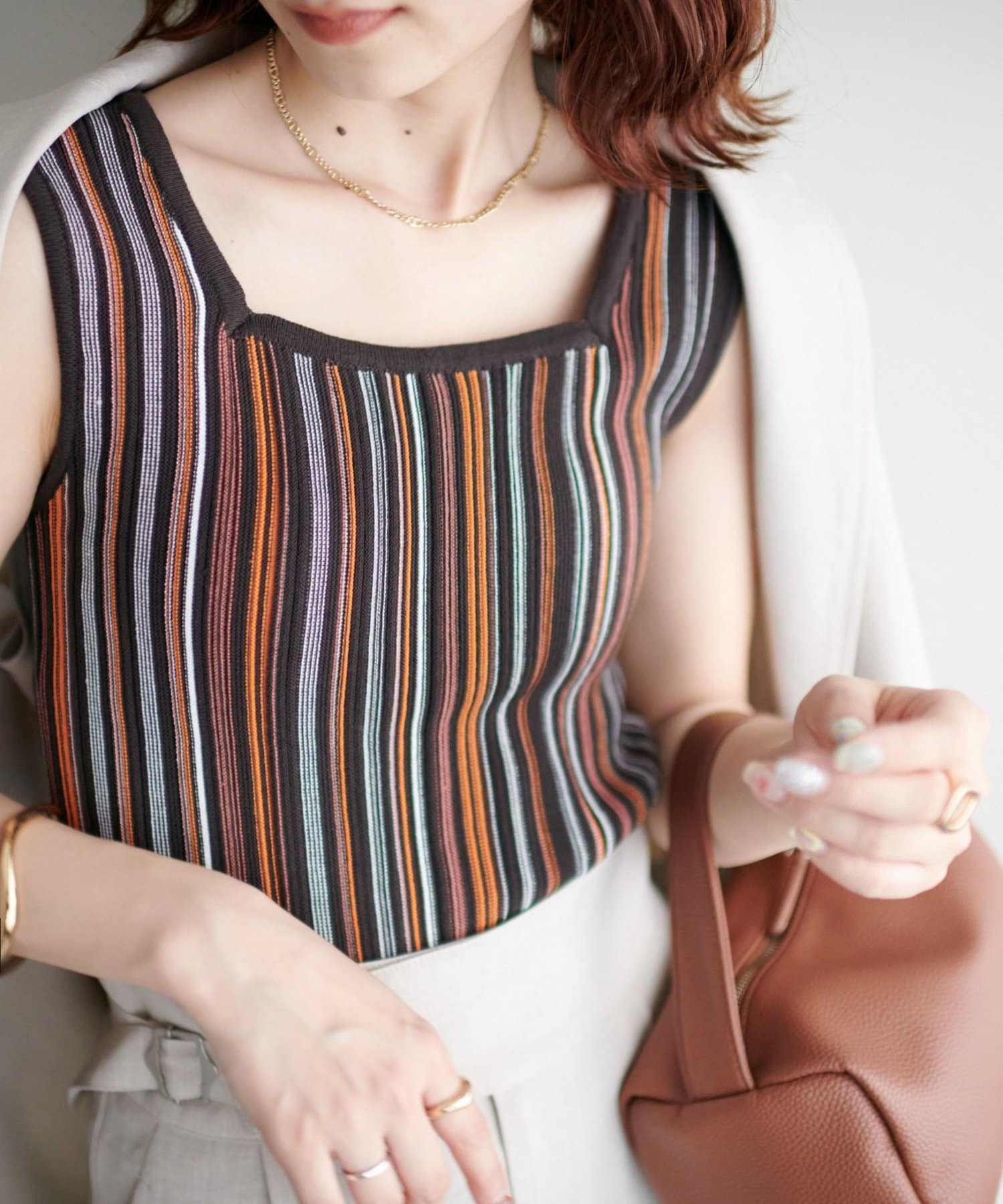 DISCOAT(ディスコート) 【WEB限定】前後2WAYマルチストライプノースリ