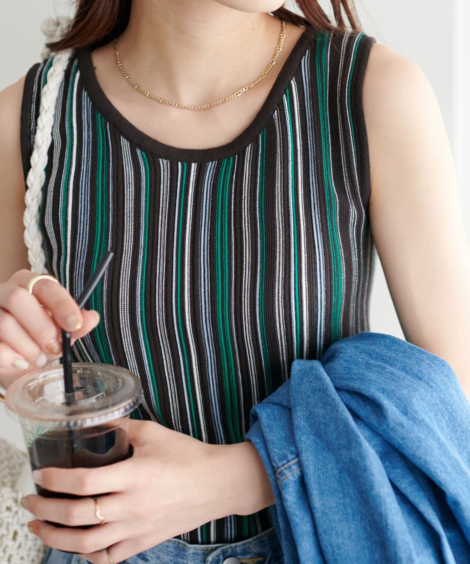 DISCOAT(ディスコート) 【WEB限定】前後2WAYマルチストライプノースリ