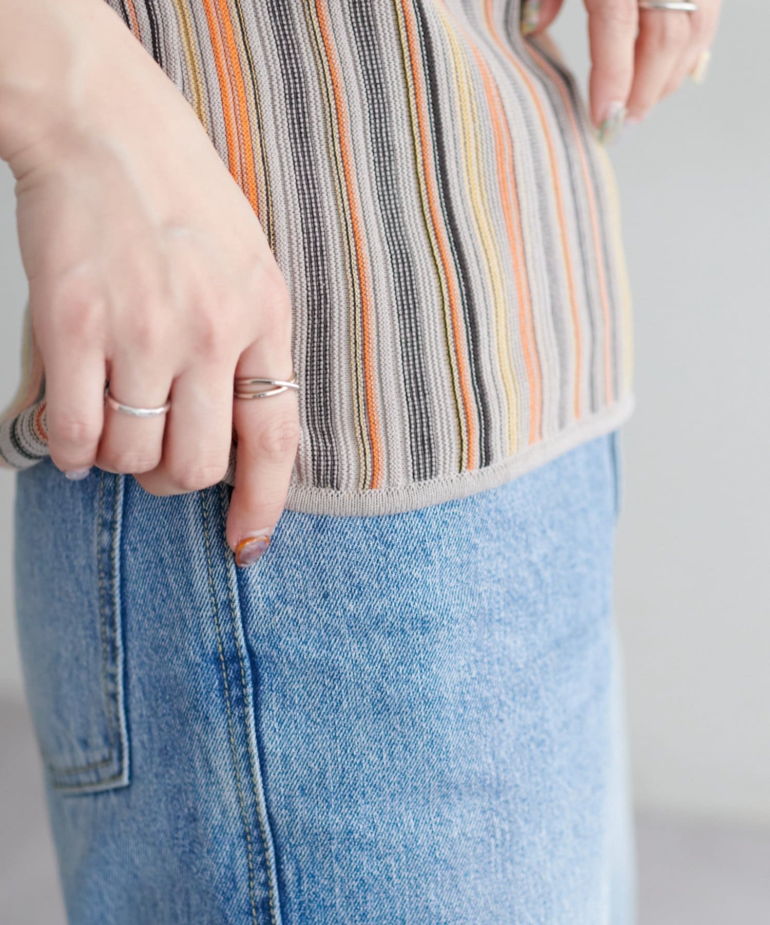 DISCOAT(ディスコート) 【WEB限定】前後2WAYマルチストライプノースリ