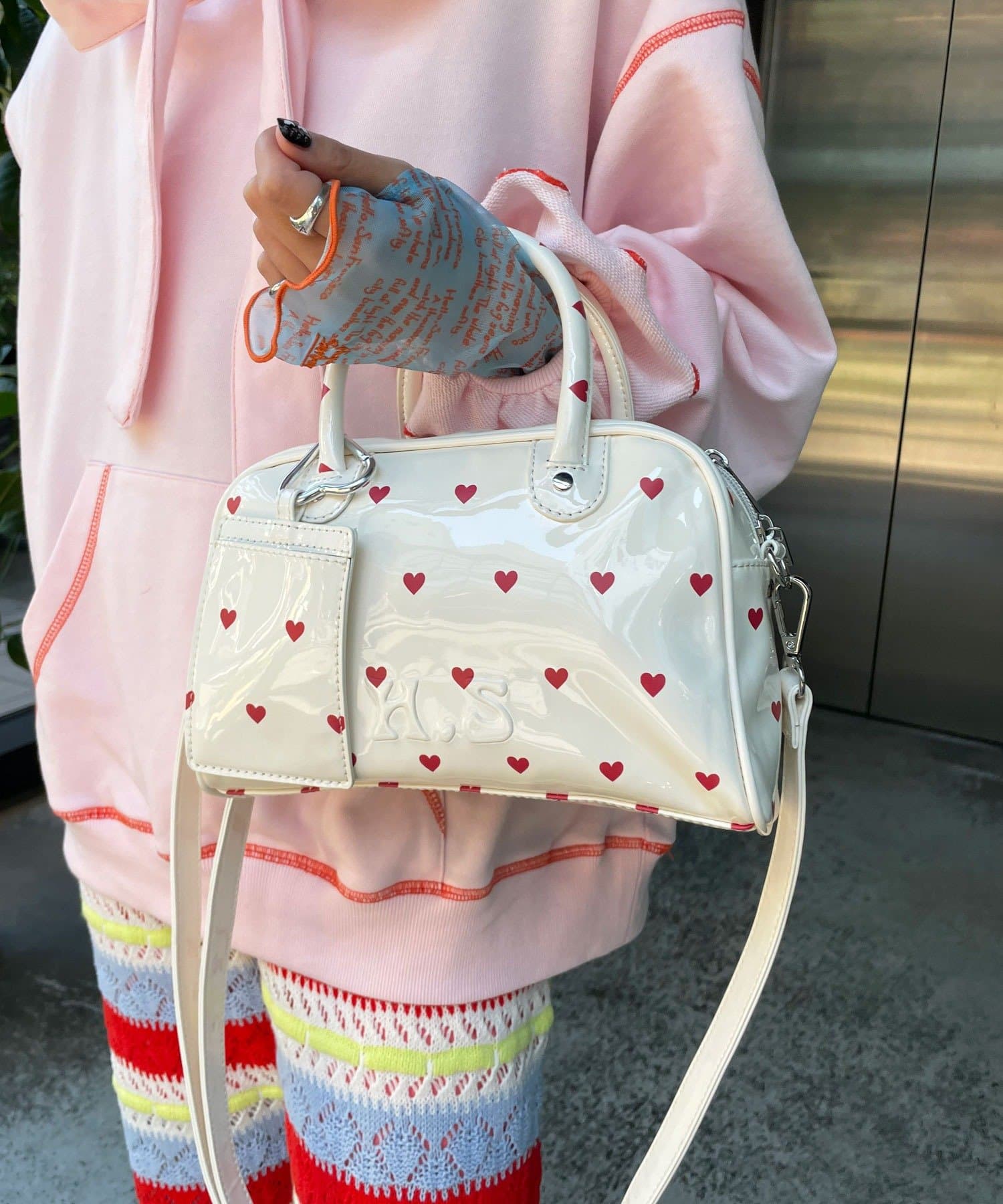 CIAOPANIC(チャオパニック) 【HELLO.SANFRANCISCO/ハローサンフランシスコ】ハートプリントエナメルミニボストンBAG