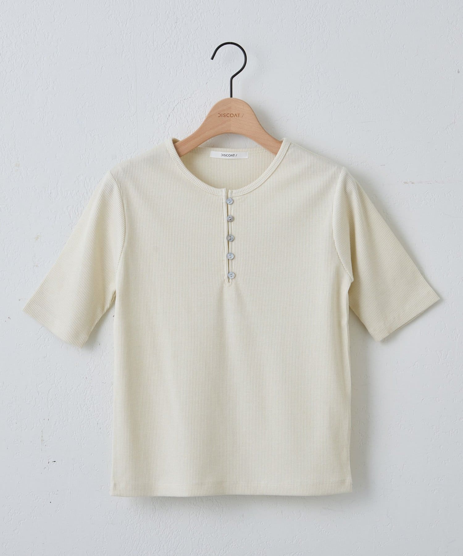 DISCOAT(ディスコート) 【WEB限定】ラメリブヘンリーTシャツ