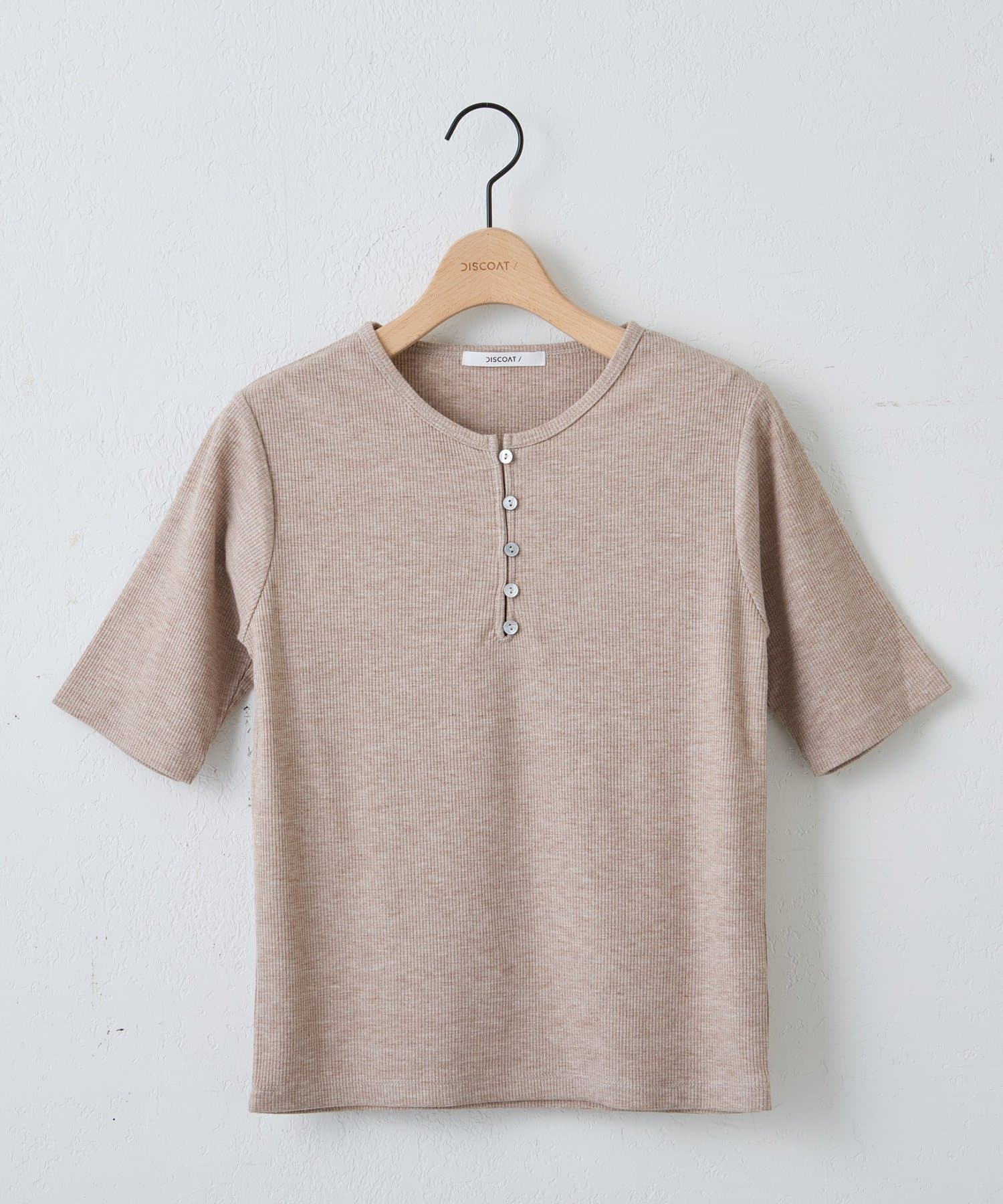 DISCOAT(ディスコート) 【WEB限定】ラメリブヘンリーTシャツ