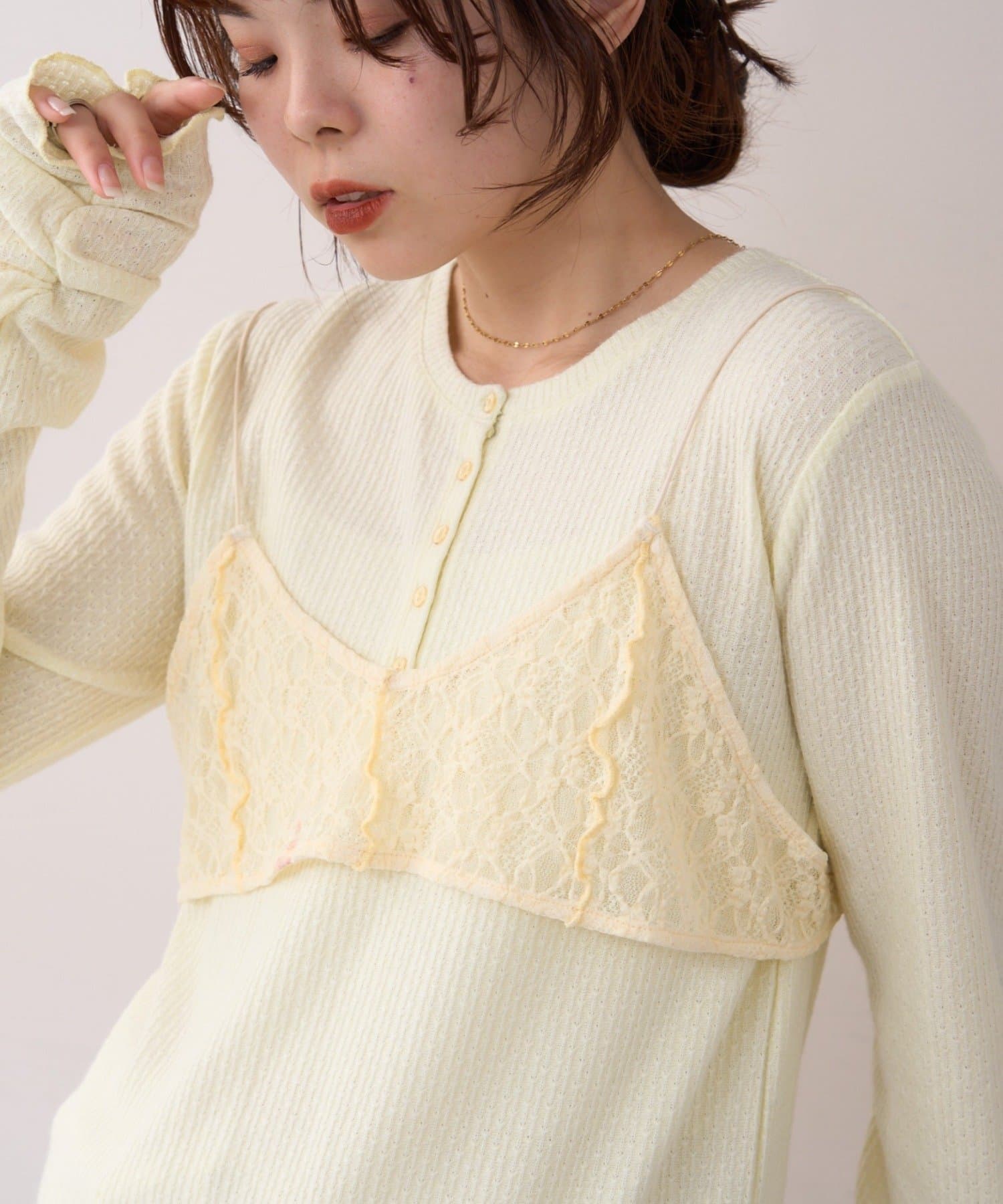 CIAOPANIC TYPY(チャオパニックティピー) 【willow】レースブラキャミ付きハニカムトップス