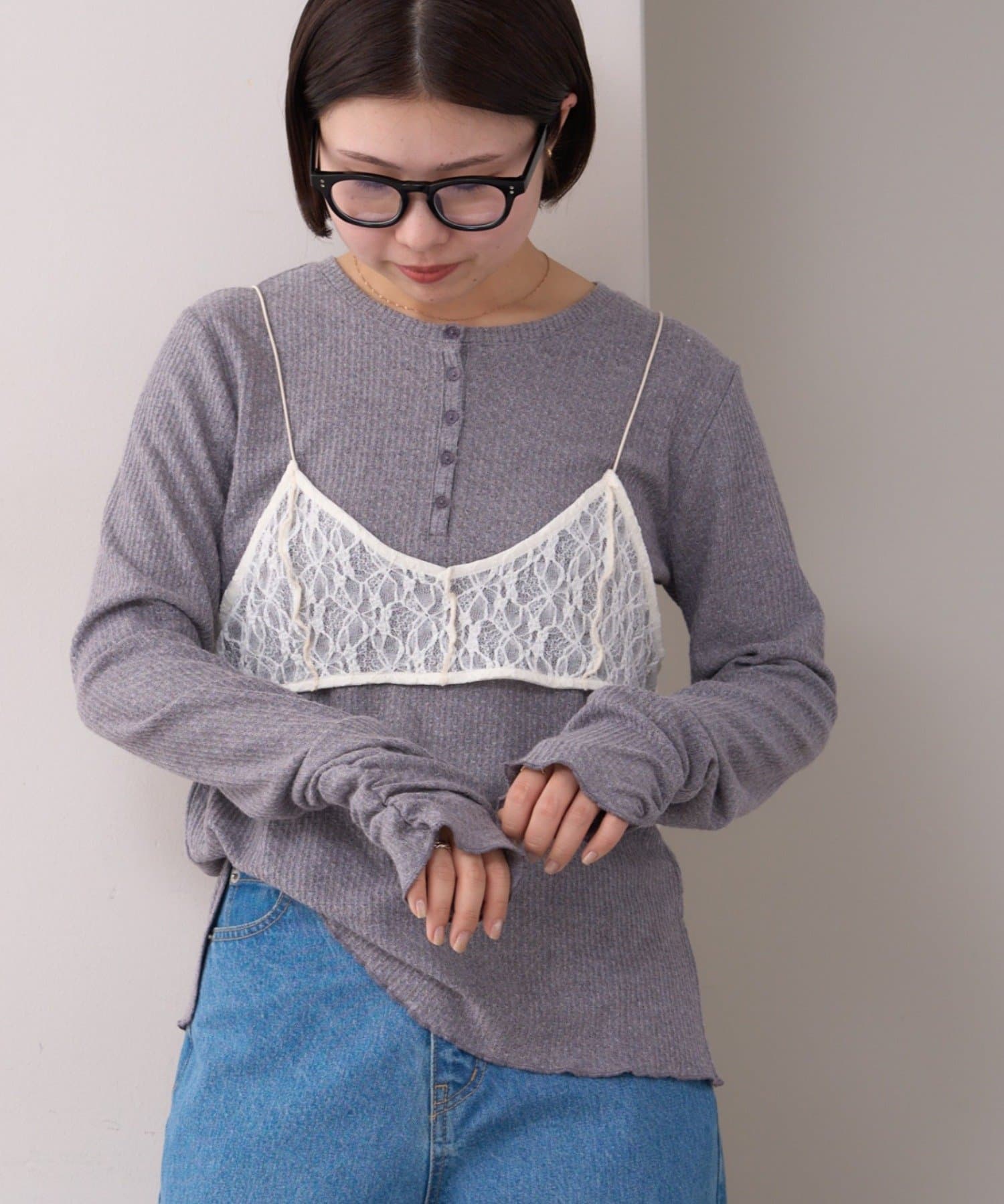 CIAOPANIC TYPY(チャオパニックティピー) 【willow】レースブラキャミ付きハニカムトップス